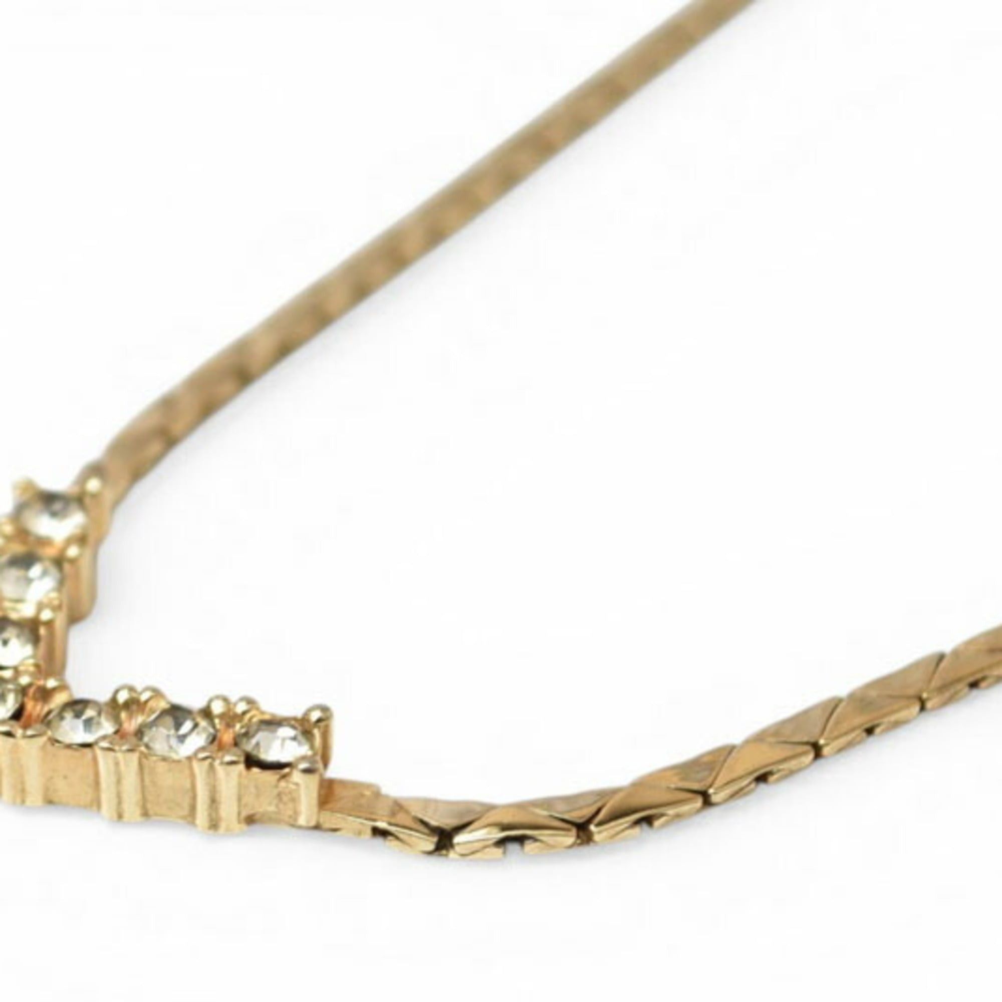 Dior Christian Dior necklace pendant, V-shaped, rhinestone, gold. Size ONE SIZE - 6 Thumbnail