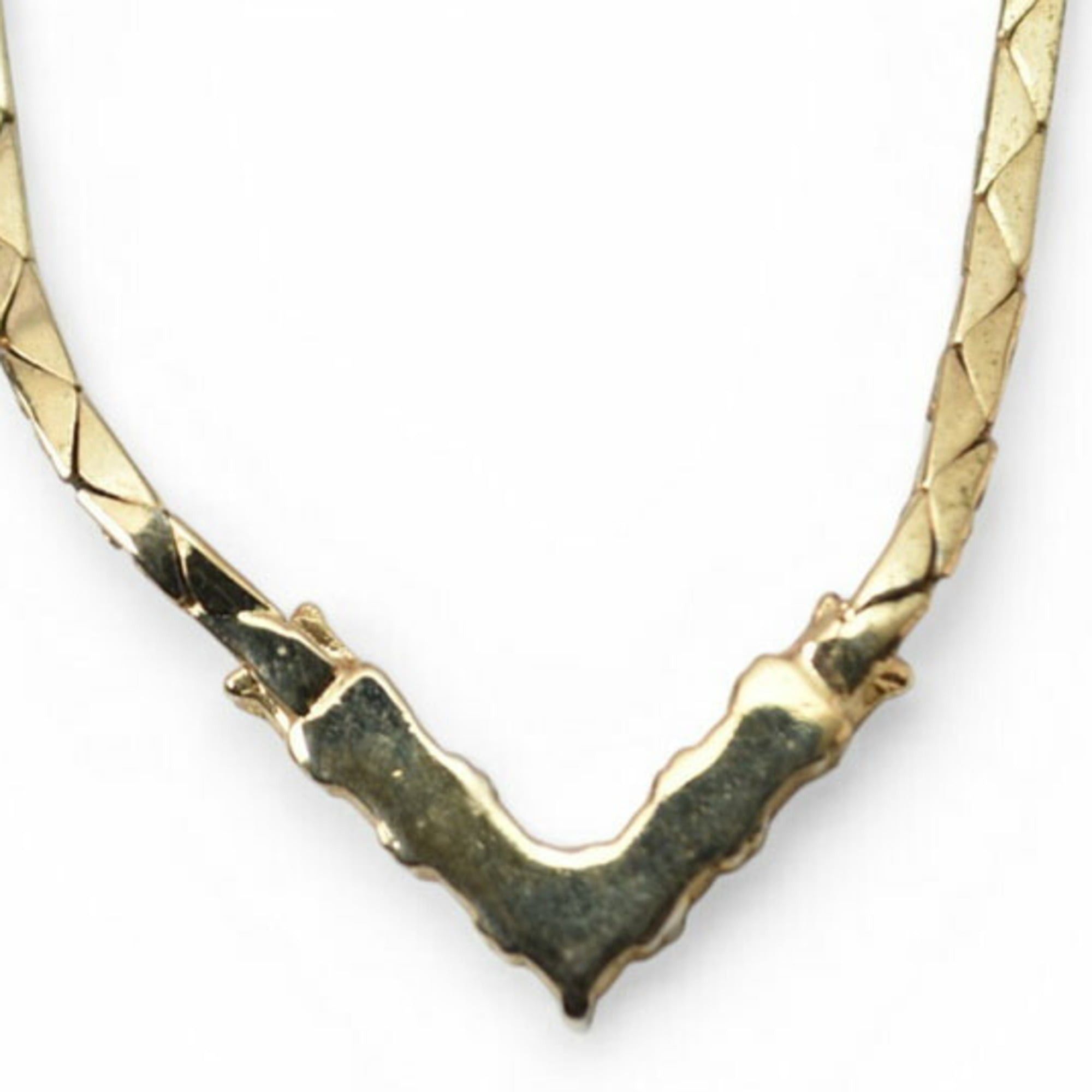 Dior Christian Dior necklace pendant, V-shaped, rhinestone, gold. Size ONE SIZE - 8 Thumbnail