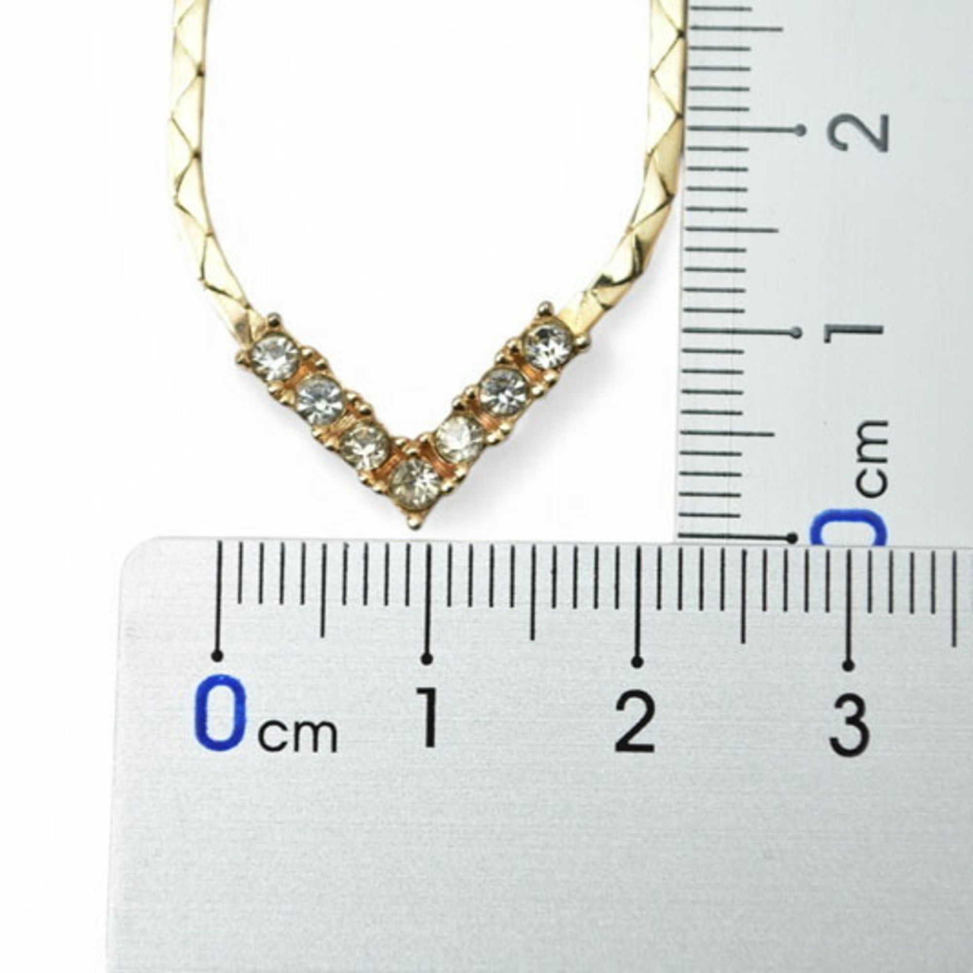 Dior Christian Dior necklace pendant, V-shaped, rhinestone, gold. Size ONE SIZE - 7 Thumbnail