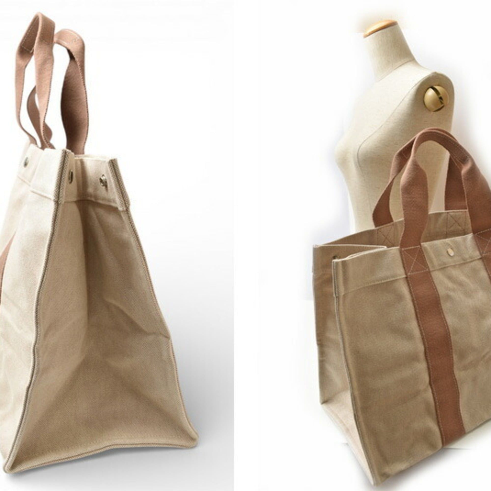 Hermes Hermes tote bag, Bora Cabas de Plage GM, palladium hardware, canvas, beige. Size ONE SIZE - 3 Thumbnail