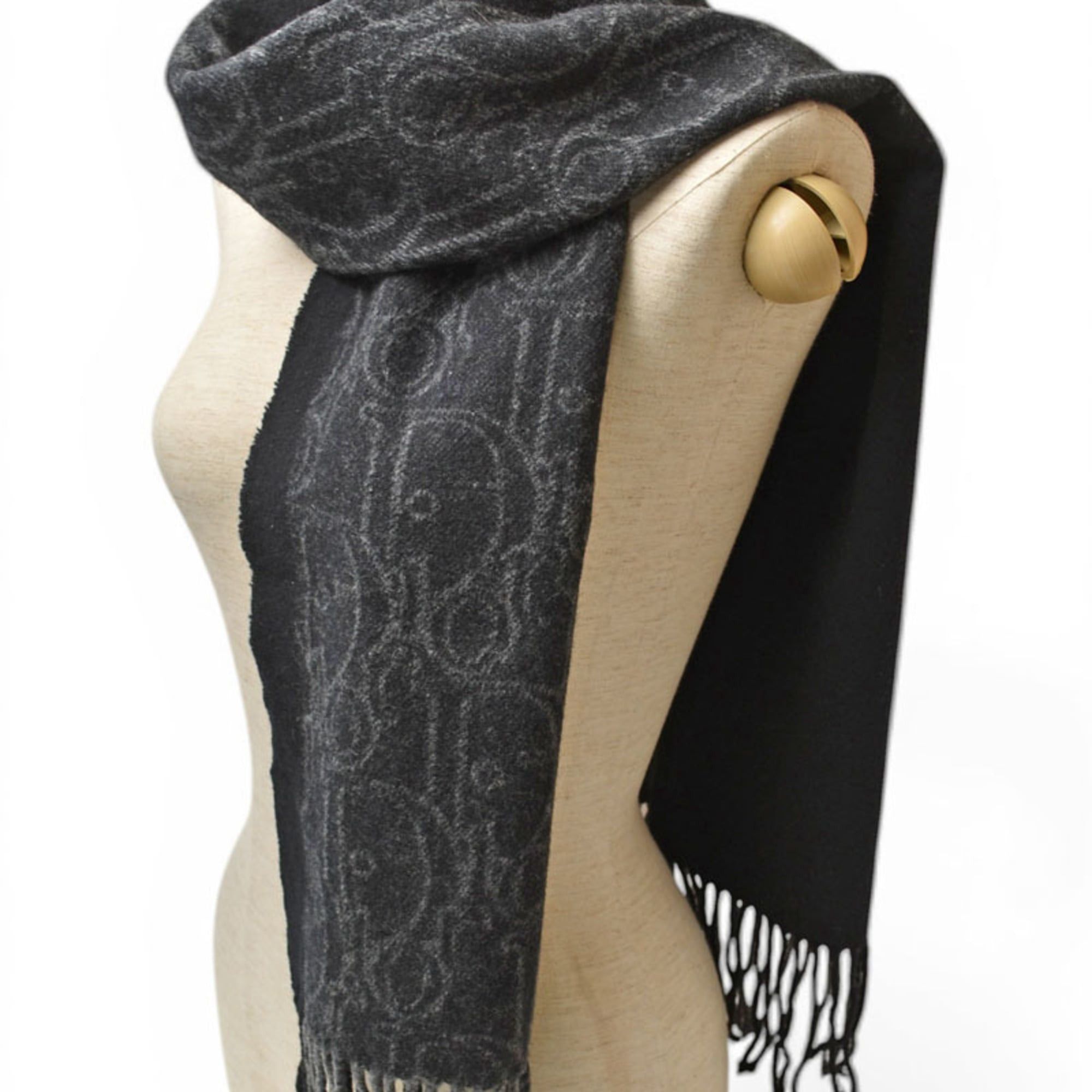 Dior Christian Dior Scarf, Winter Wool, Cashmere, Trotter Pattern, Black, Gray Size ONE SIZE - 3 Thumbnail