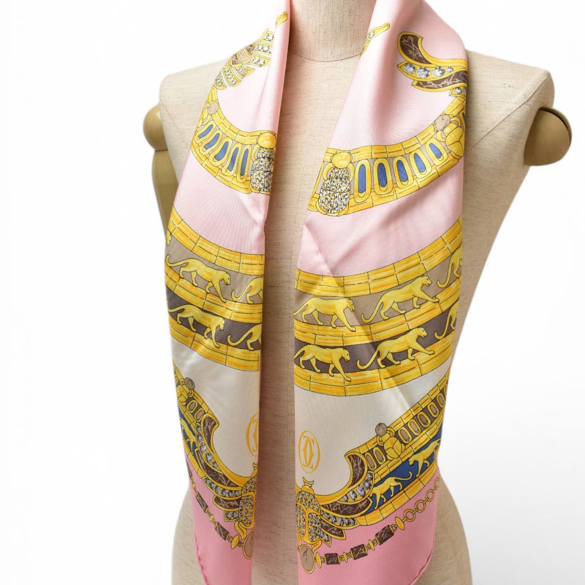Cartier Cartier scarf/muffler/shawl, leopard print, gold and pink, unused. Size ONE SIZE - 11 Thumbnail