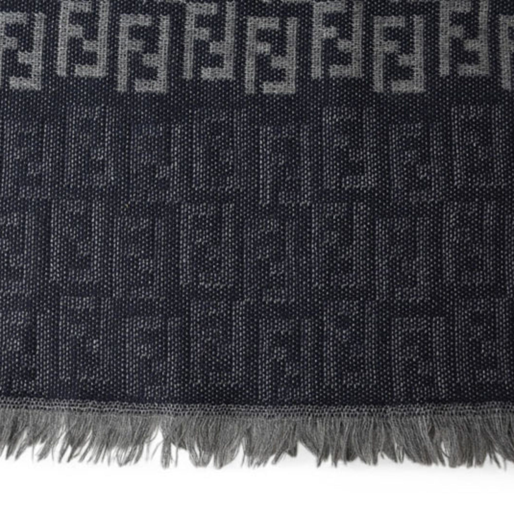 Fendi Fendi Scarf, Winter Reversible, 100% Wool, FF Zucca Pattern, Black/Gray Size ONE SIZE - 6 Thumbnail