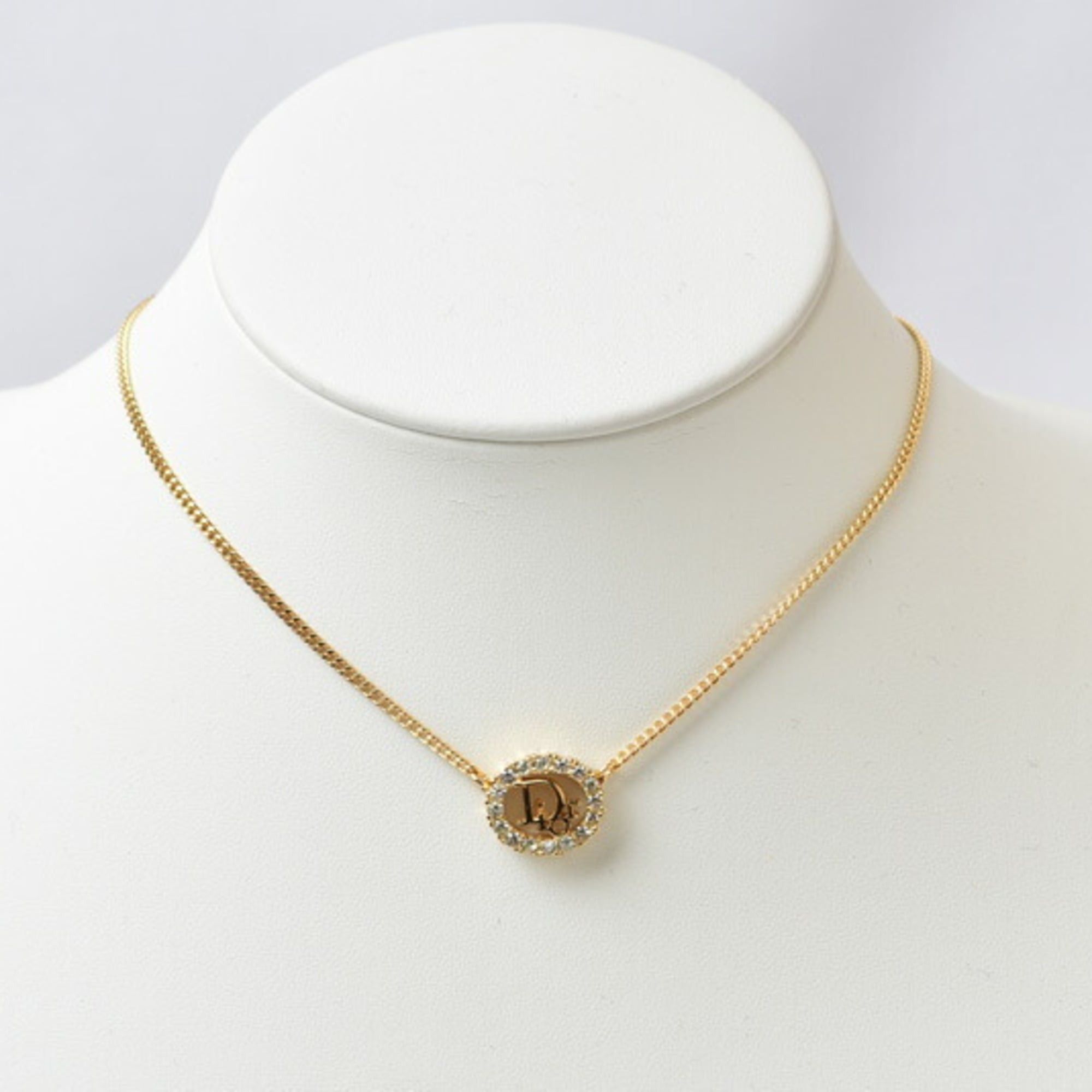 Dior Christian Dior necklace, rhinestone, gold. Size ONE SIZE - 3 Thumbnail