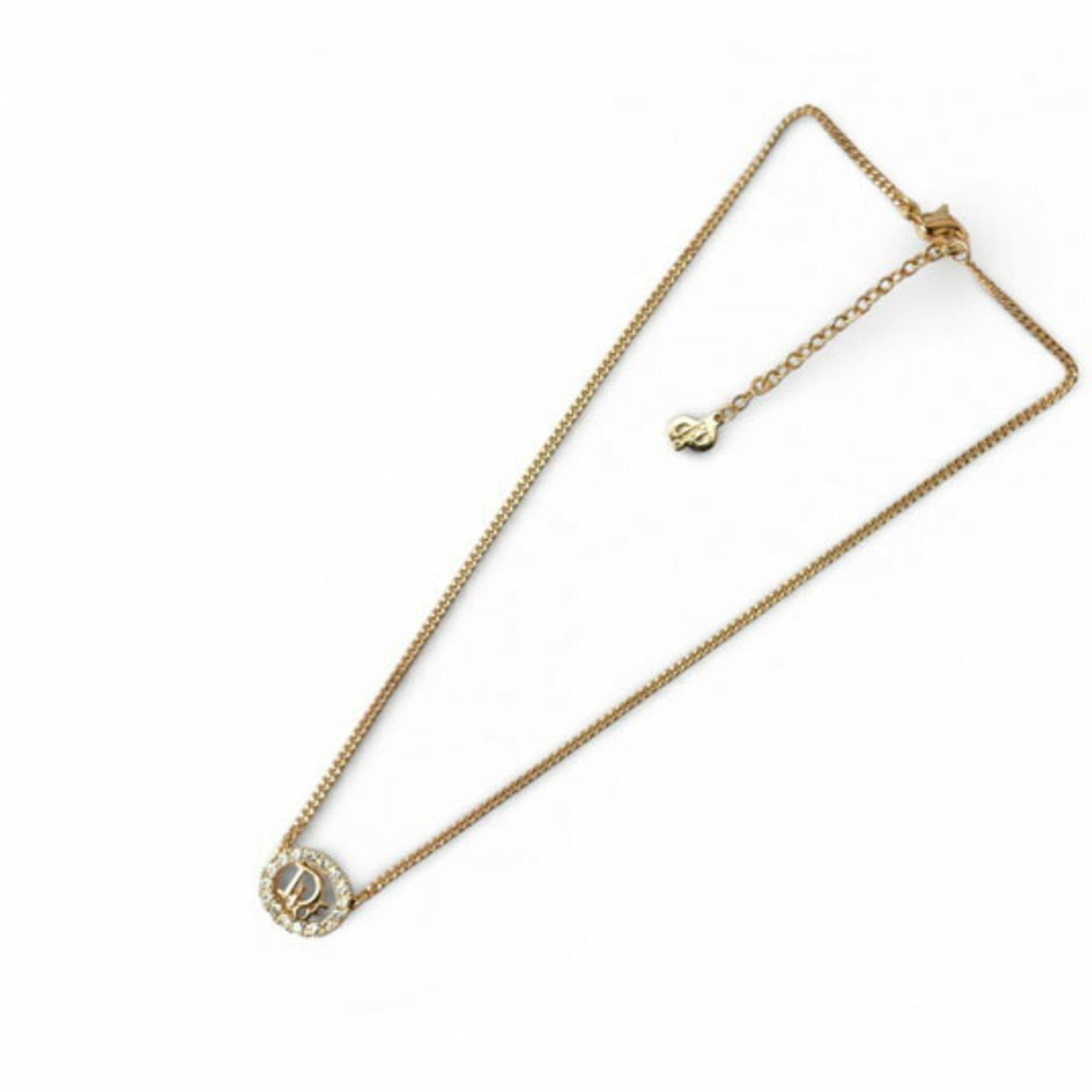 Dior Christian Dior necklace, rhinestone, gold. Size ONE SIZE - 4 Thumbnail