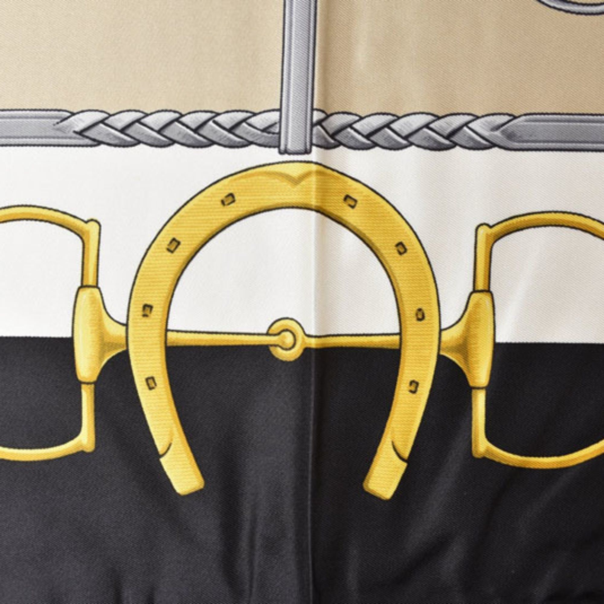 Celine Celine scarf muffler, CELINE Carre 90, carriage, horse tack, gold, white, black. Size ONE SIZE - 9 Thumbnail