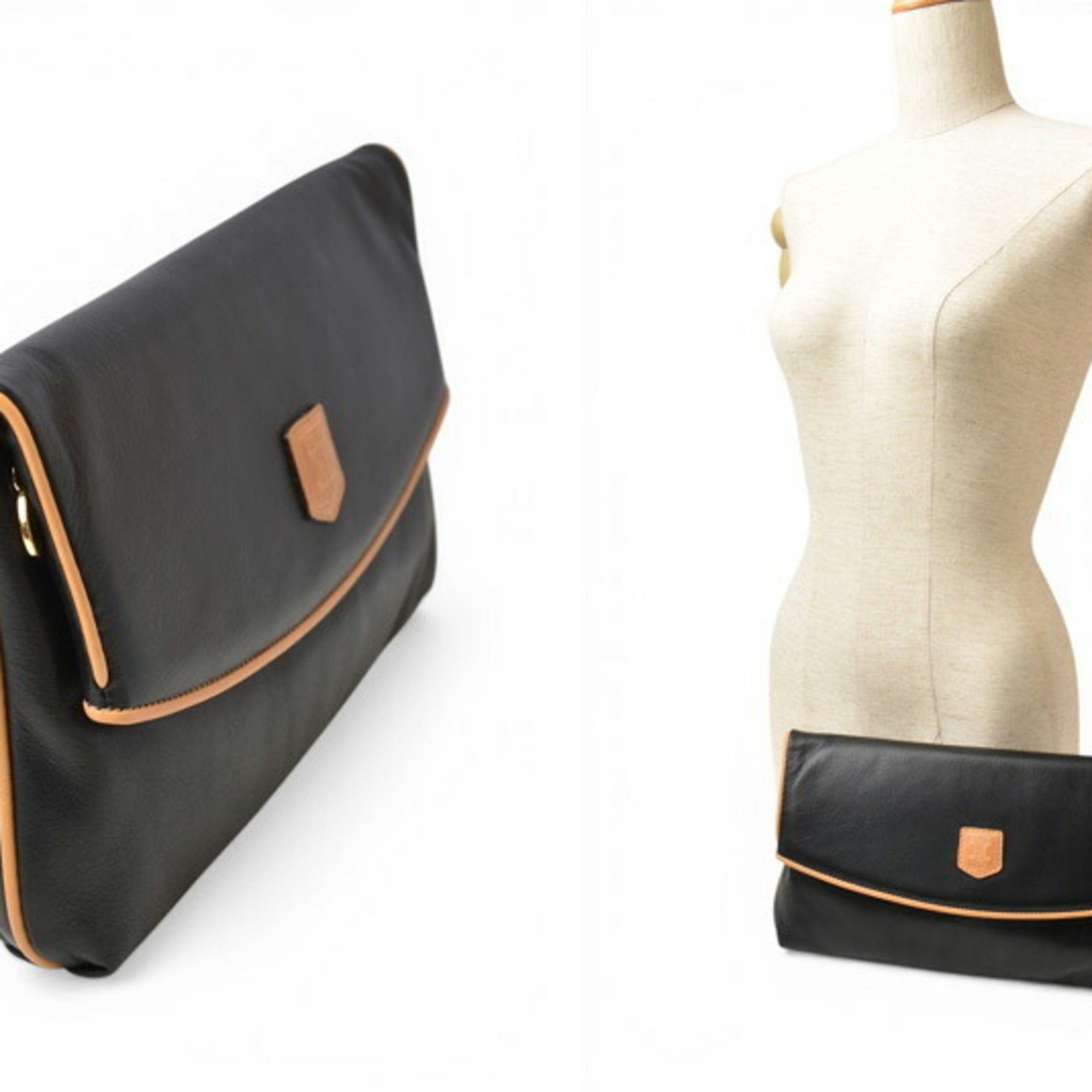 Celine Celine Clutch Pouch Bag CELINE Triomphe Black Size ONE SIZE - 3 Thumbnail