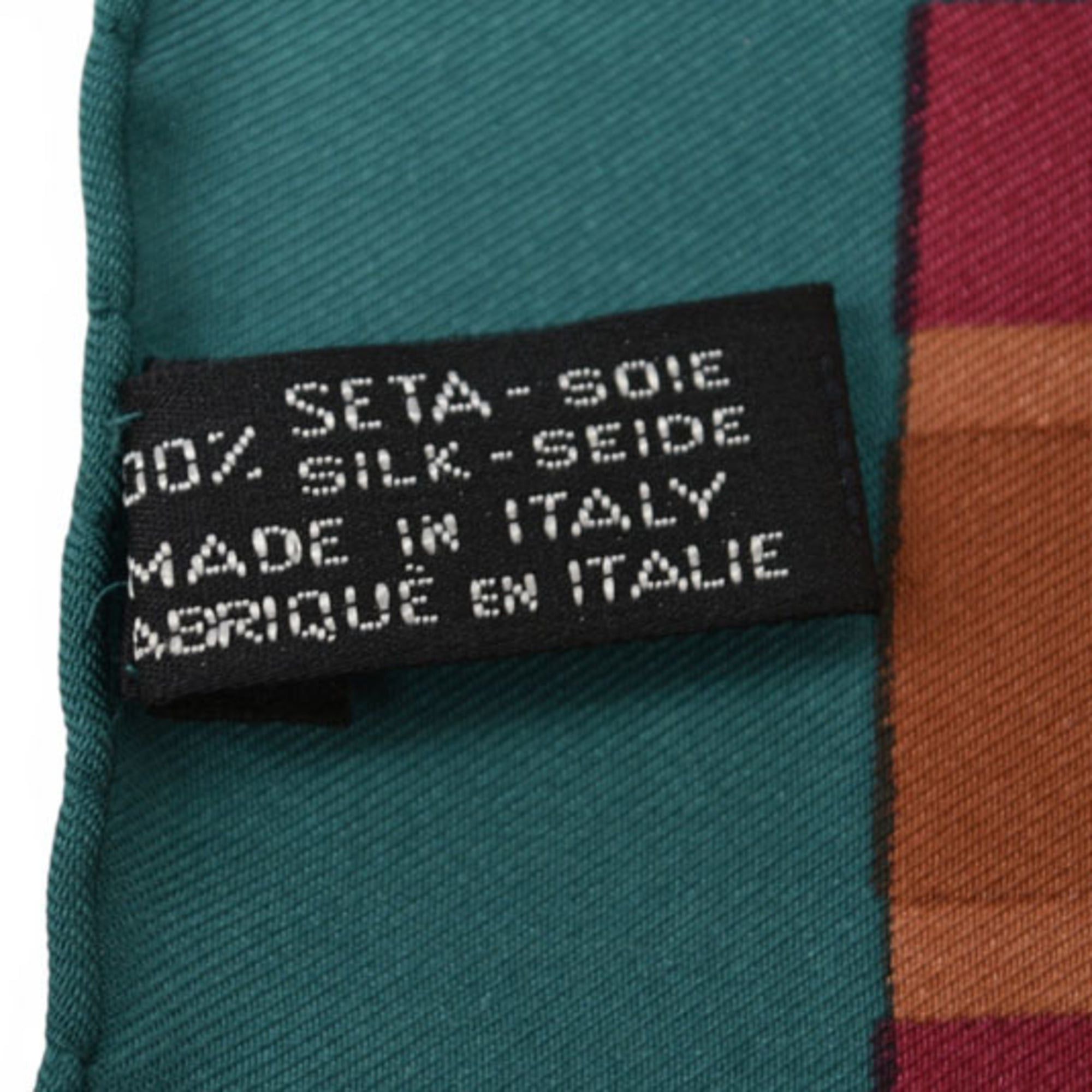 Celine Celine scarf muffler, CELINE Carre 90, tassel, green, red, black Size ONE SIZE - 5 Thumbnail