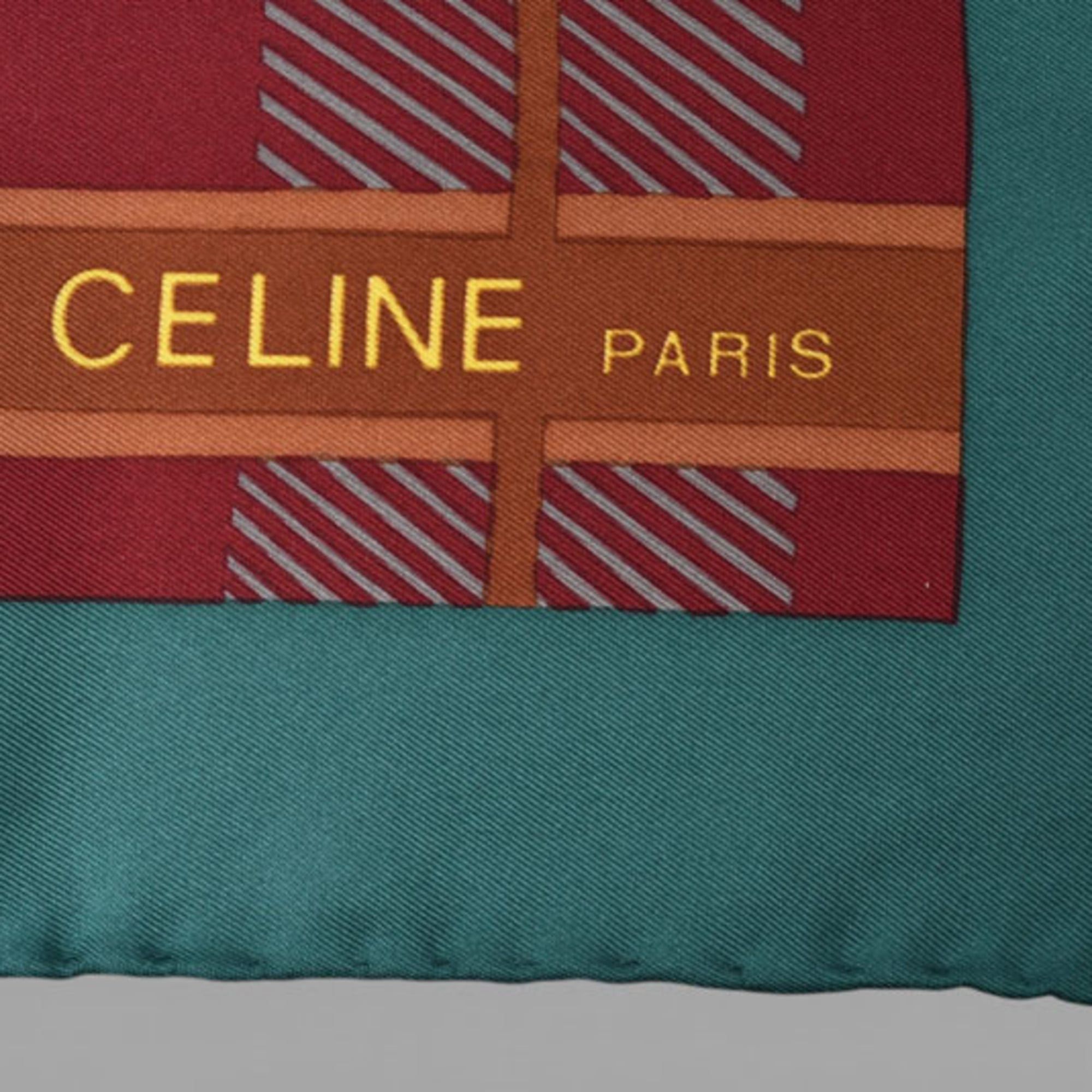 Celine Celine scarf muffler, CELINE Carre 90, tassel, green, red, black Size ONE SIZE - 4 Thumbnail