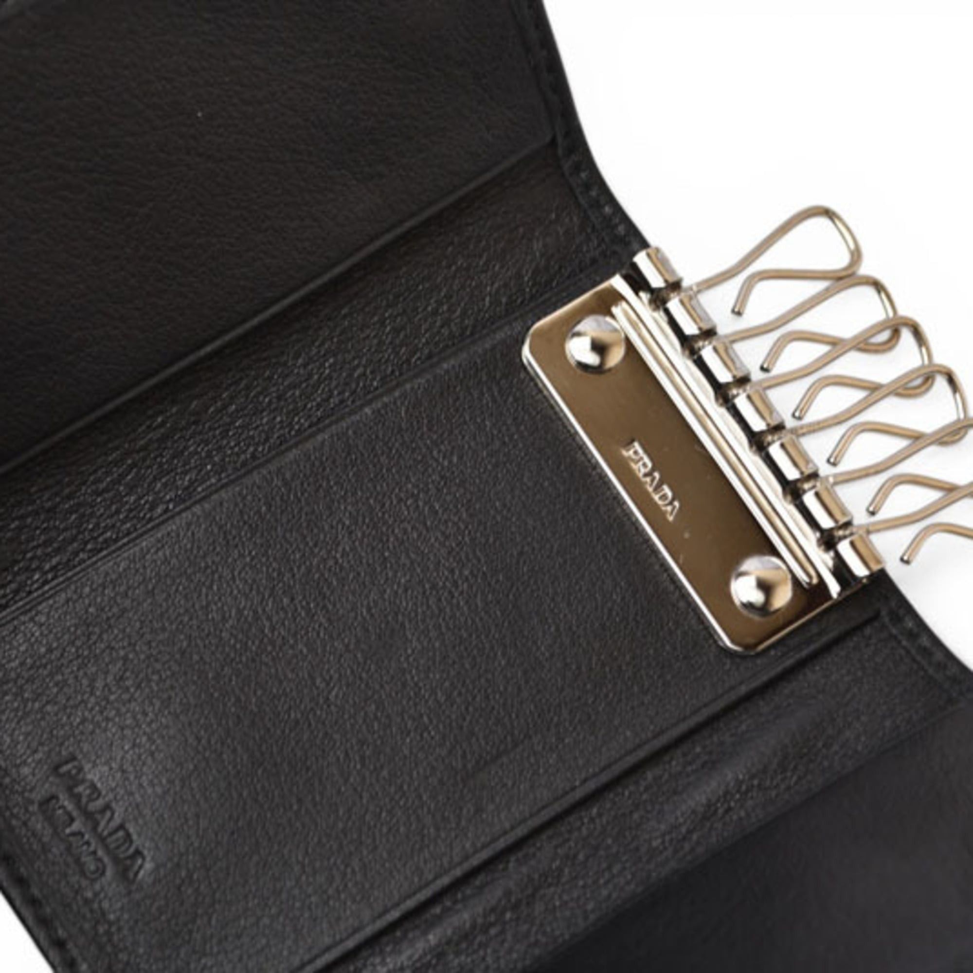 Prada Prada Key Case Holder PRADA 6-ring Leather NERO Black Size ONE SIZE - 4 Thumbnail