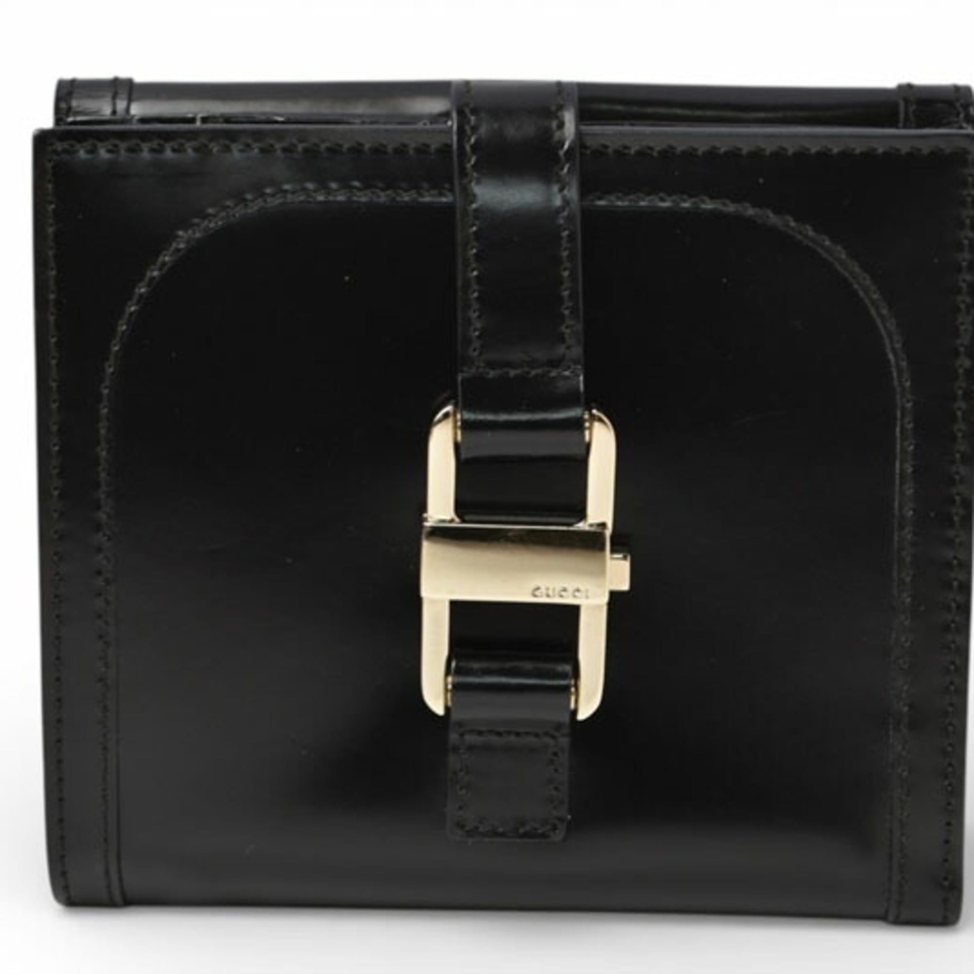 Gucci Gucci, unused, folding wallet, 035.3731, enamel, black. Size ONE SIZE - 2 Thumbnail