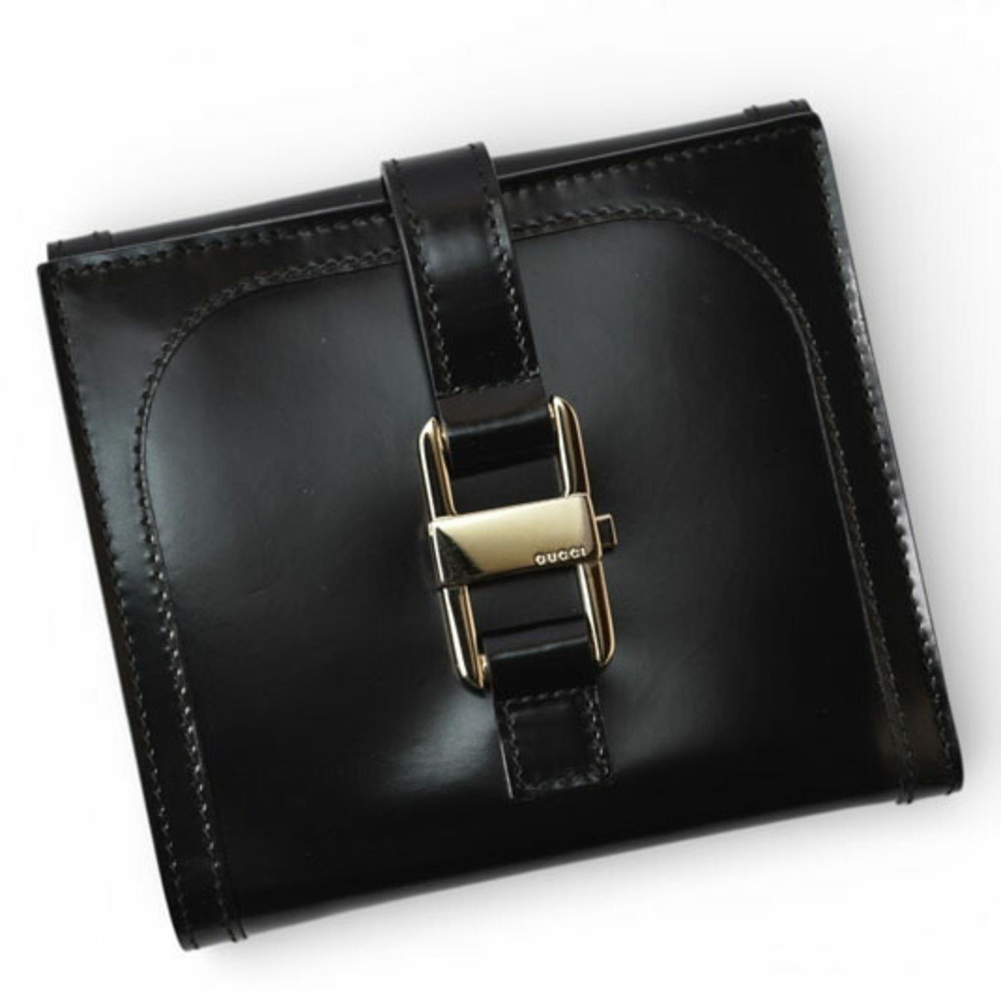 Gucci Gucci, unused, folding wallet, 035.3731, enamel, black. Size ONE SIZE - 3 Thumbnail