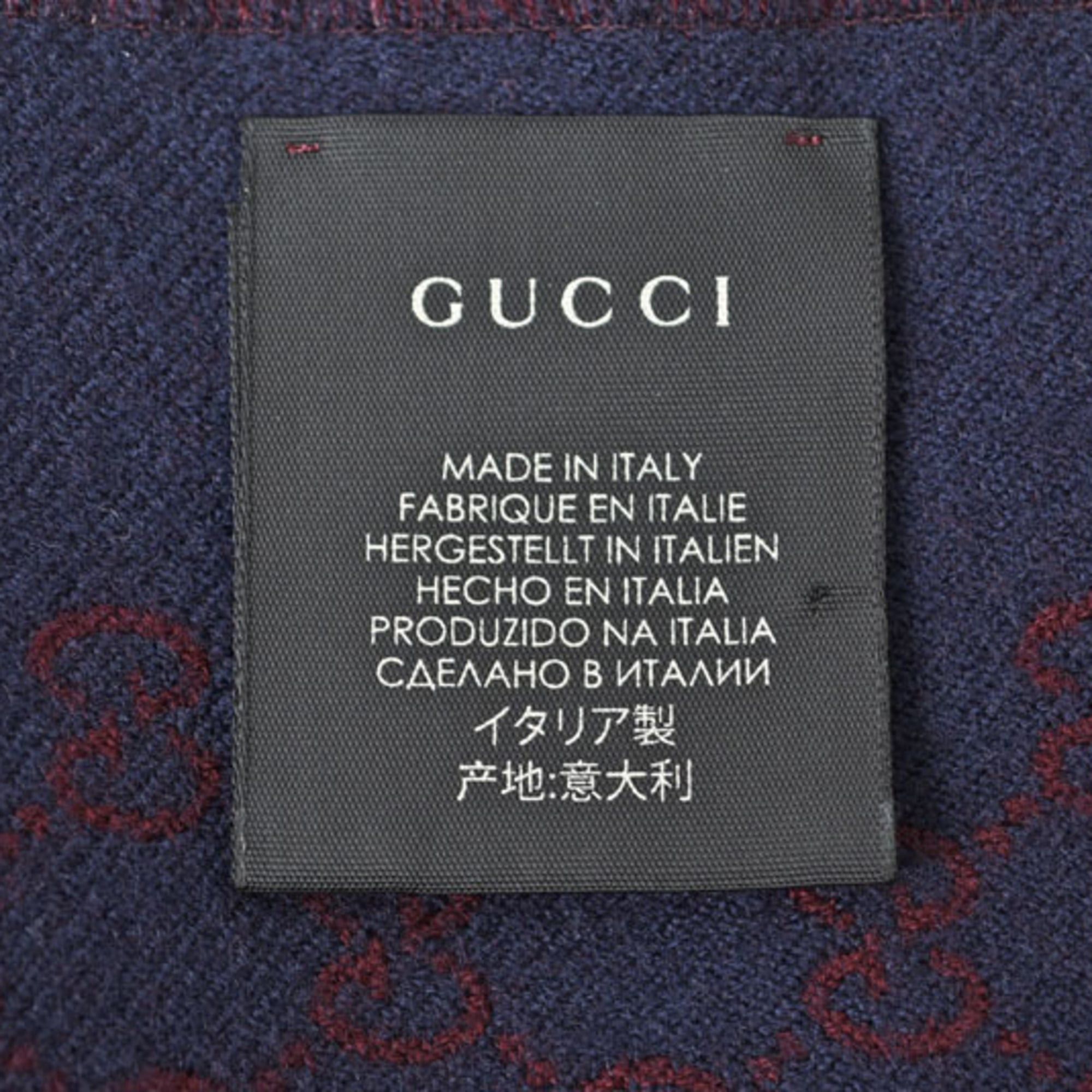 Gucci Gucci Scarf, Reversible, Men's & Women's Winter 100% Wool, GG Pattern, Wine Navy, 391246 4G200 6168 Size ONE SIZE - 7 Thumbnail