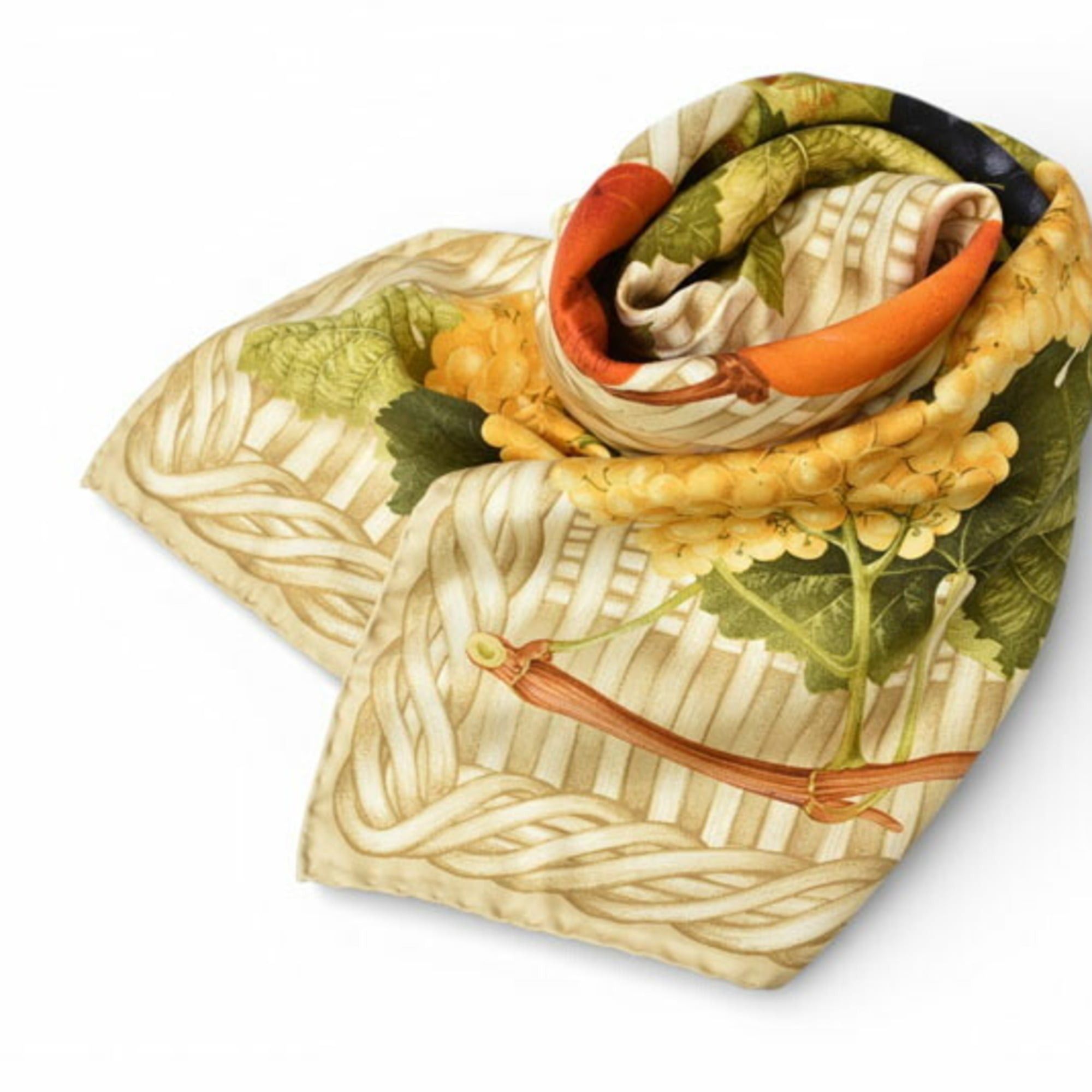 Gucci Gucci scarf, muffler, large size, fruit pattern, beige multi-color. Size ONE SIZE - 3 Thumbnail