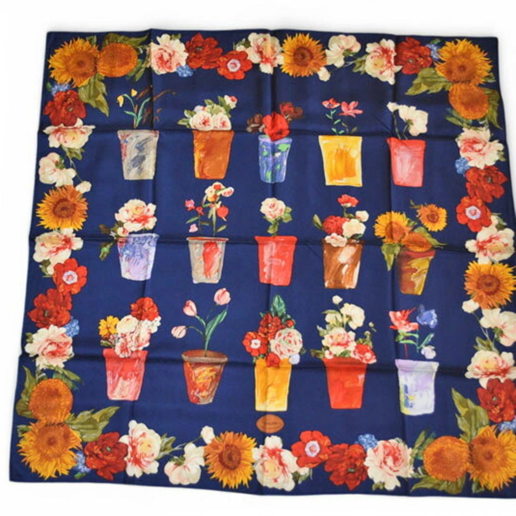 Gucci Gucci scarf, muffler, large flower motif, navy multi-color Size ONE SIZE - 3 Thumbnail