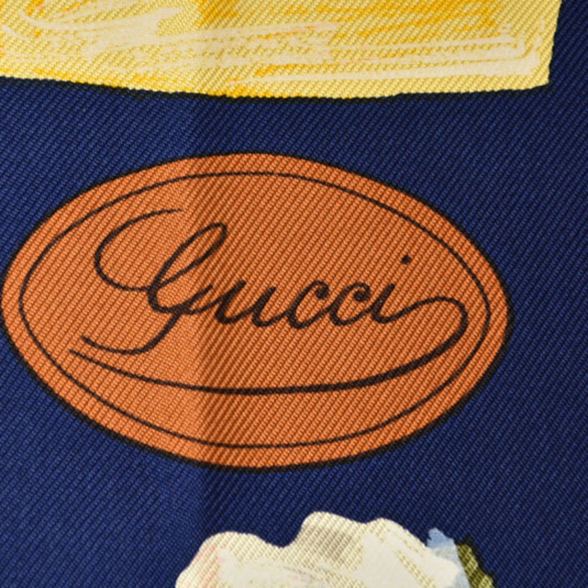 Gucci Gucci scarf, muffler, large flower motif, navy multi-color Size ONE SIZE - 6 Thumbnail