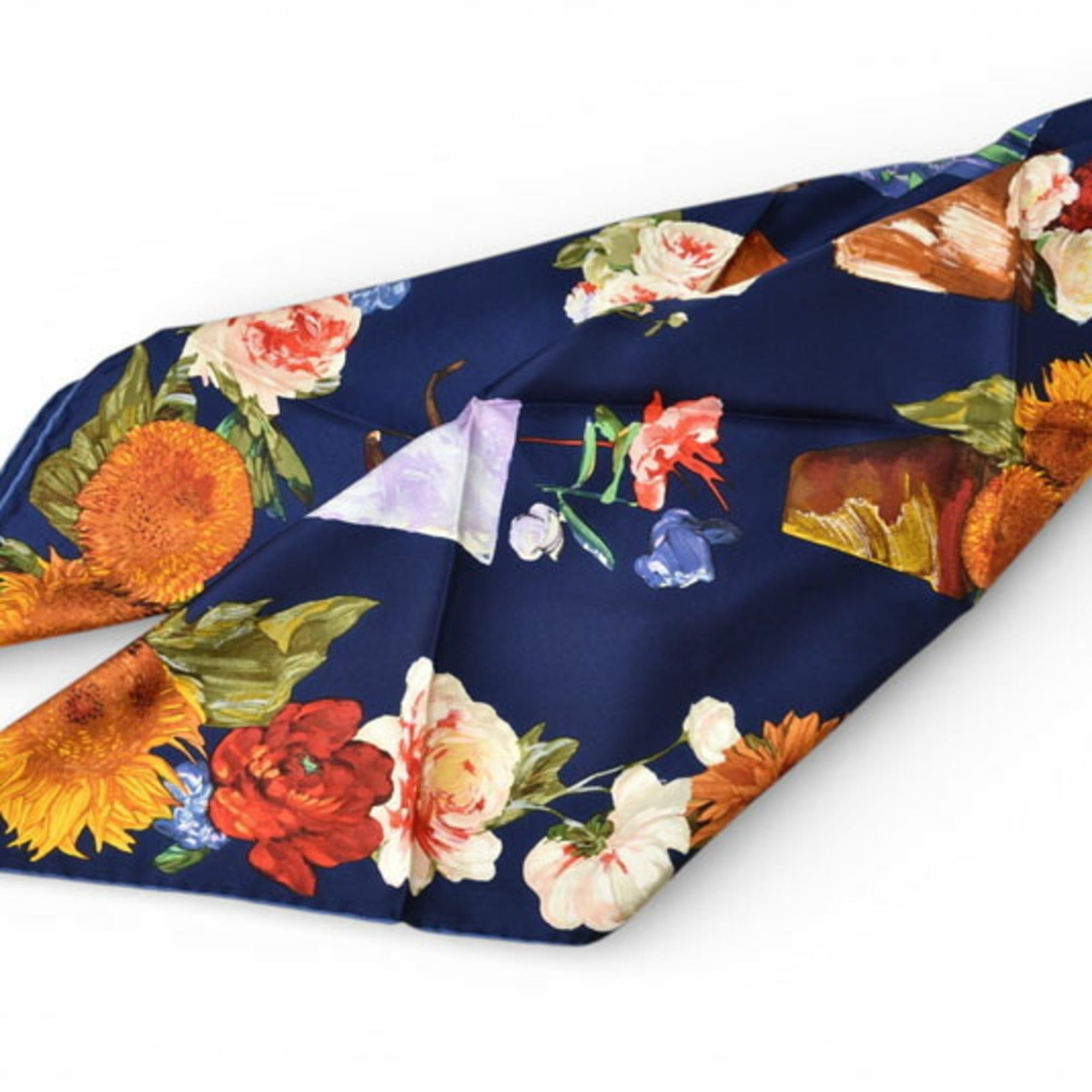 Gucci Gucci scarf, muffler, large flower motif, navy multi-color Size ONE SIZE - 4 Thumbnail