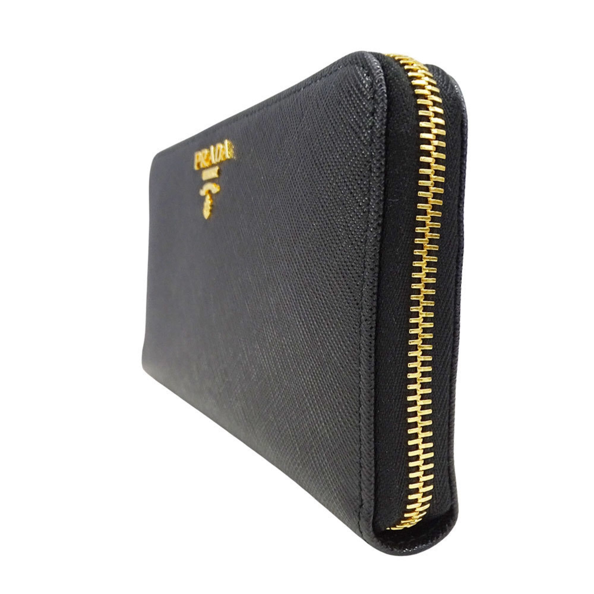 Prada Prada Wallet for Women and Men, Brand Name Long Wallet, Saffiano Leather, Hibiscus Pattern, Black, 1ML506, Round Zipper Size ONE SIZE - 4 Thumbnail