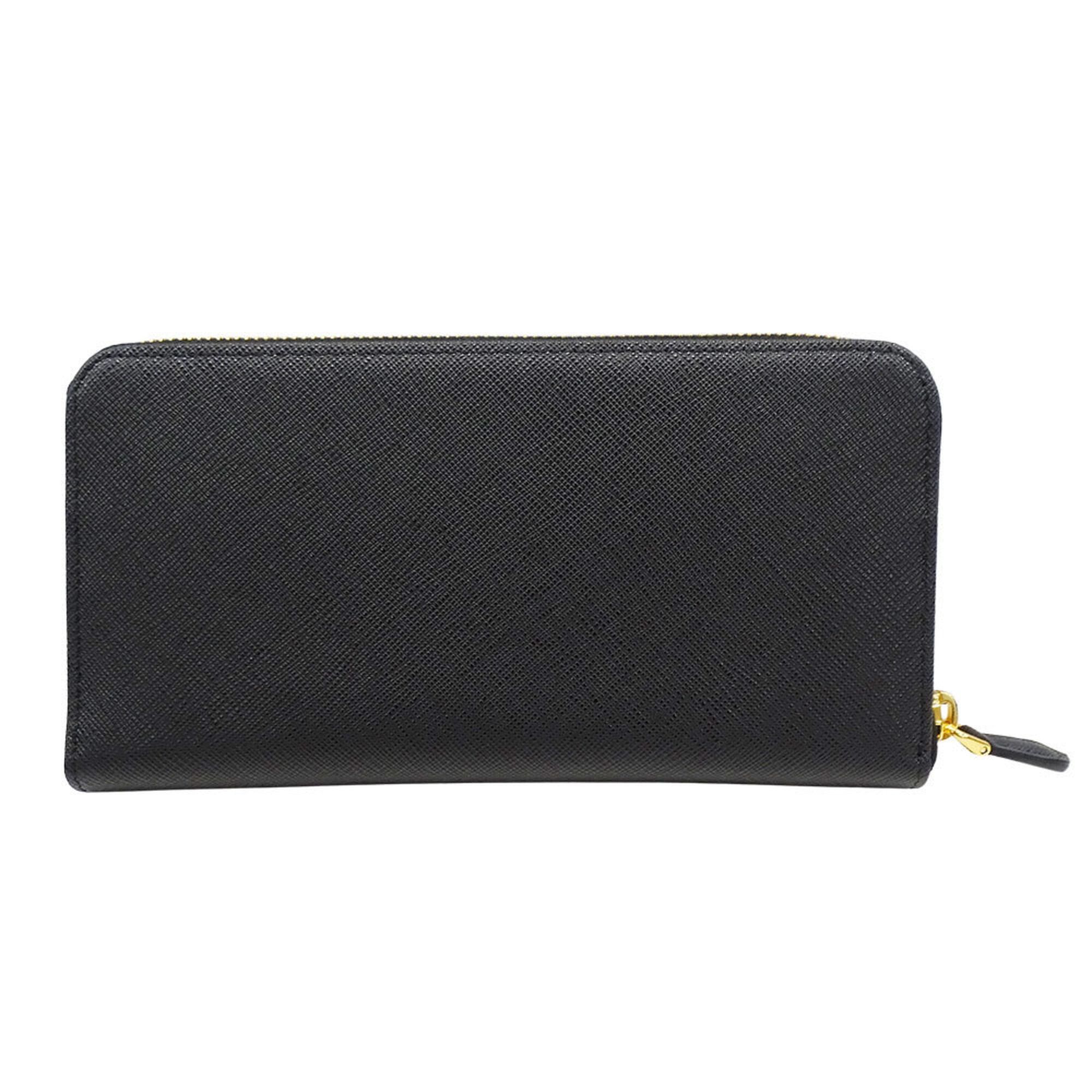 Prada Prada Wallet for Women and Men, Brand Name Long Wallet, Saffiano Leather, Hibiscus Pattern, Black, 1ML506, Round Zipper Size ONE SIZE - 2 Thumbnail