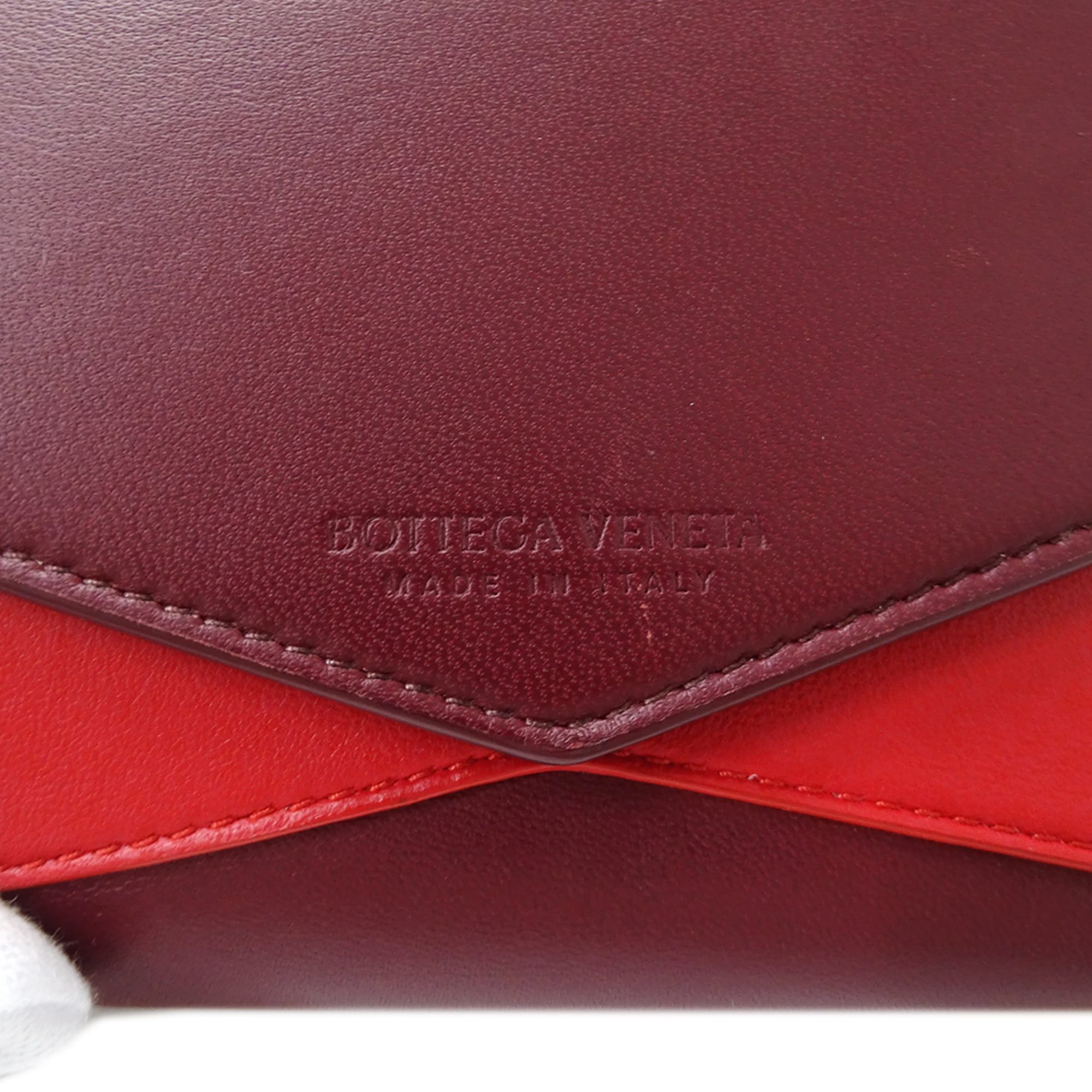 Bottega Veneta Bottega Veneta women's wallet, brand name, bi-fold leather, burgundy red, wine mini wallet. Size ONE SIZE - 5 Thumbnail