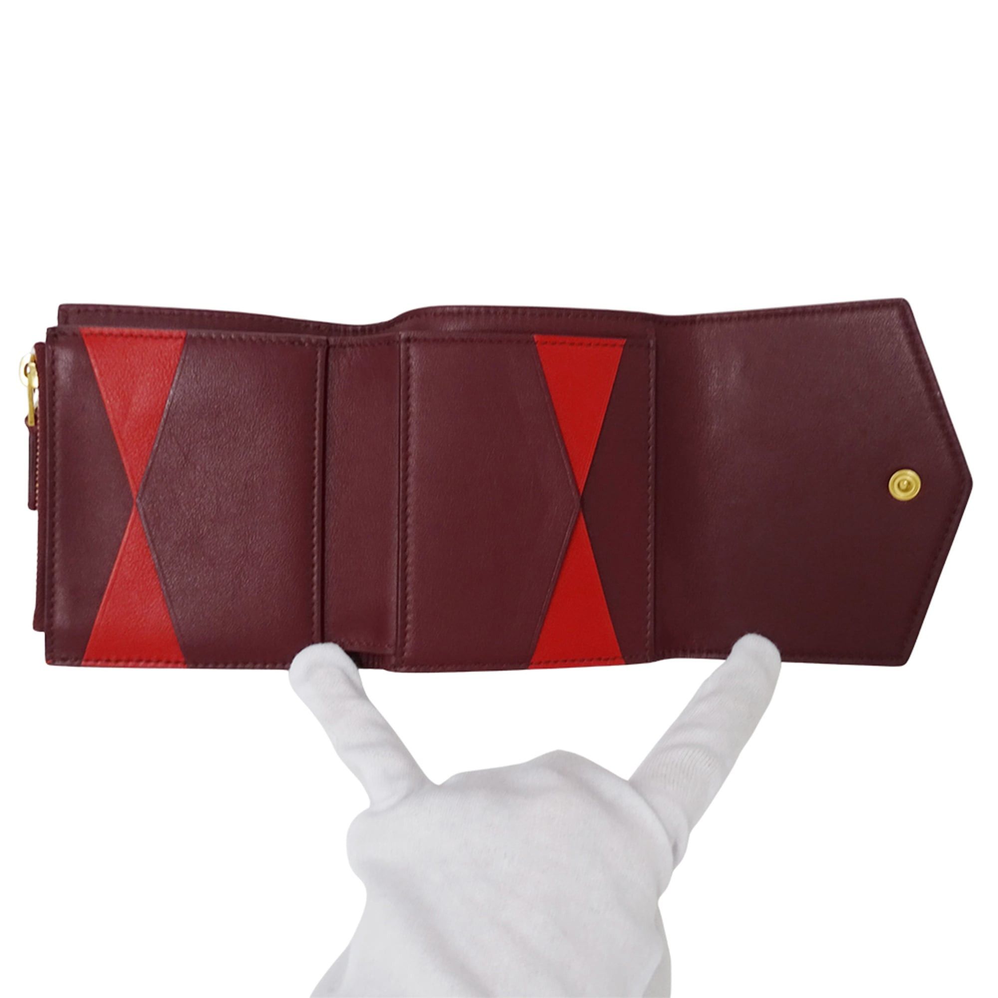 Bottega Veneta Bottega Veneta women's wallet, brand name, bi-fold leather, burgundy red, wine mini wallet. Size ONE SIZE - 4 Thumbnail