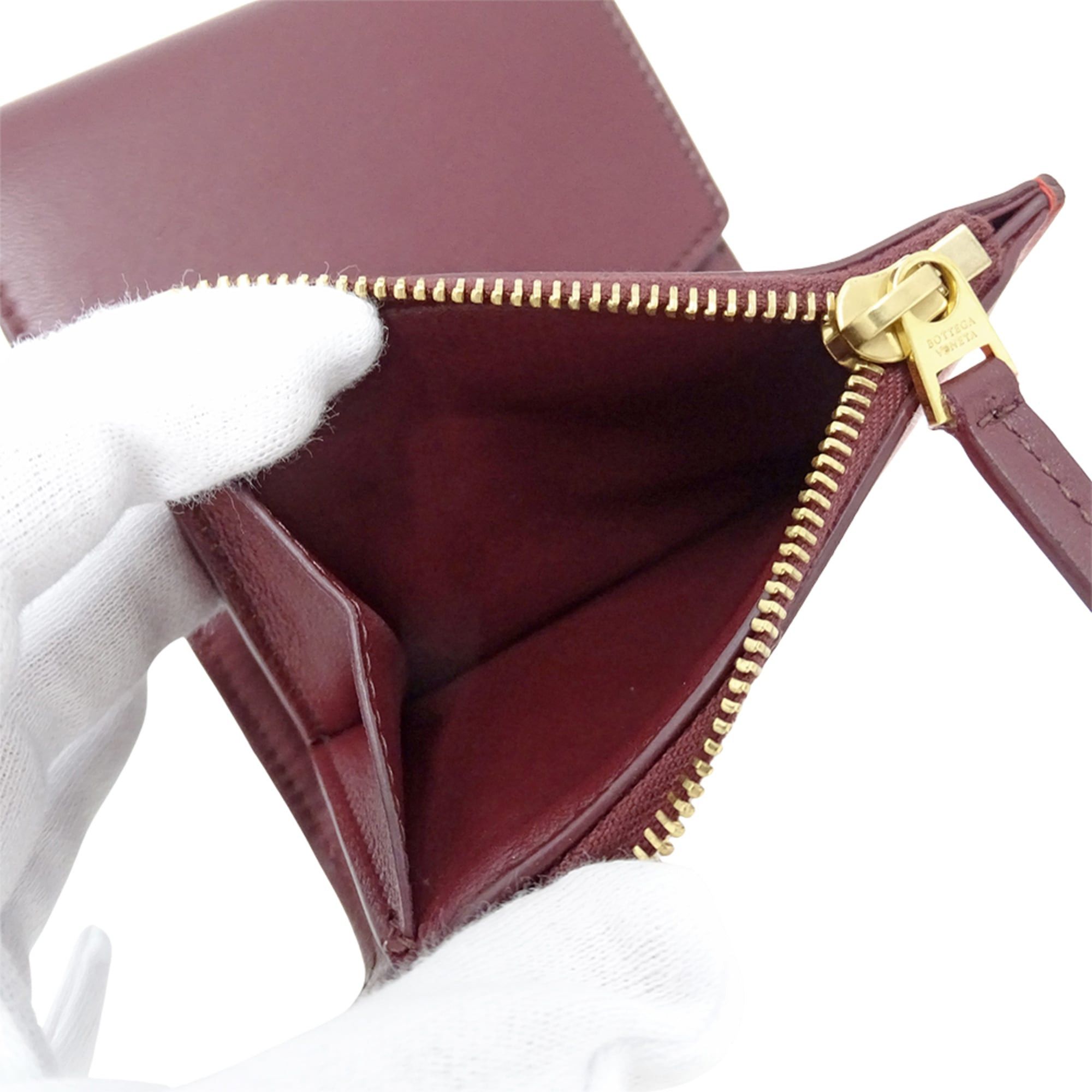 Bottega Veneta Bottega Veneta women's wallet, brand name, bi-fold leather, burgundy red, wine mini wallet. Size ONE SIZE - 6 Thumbnail