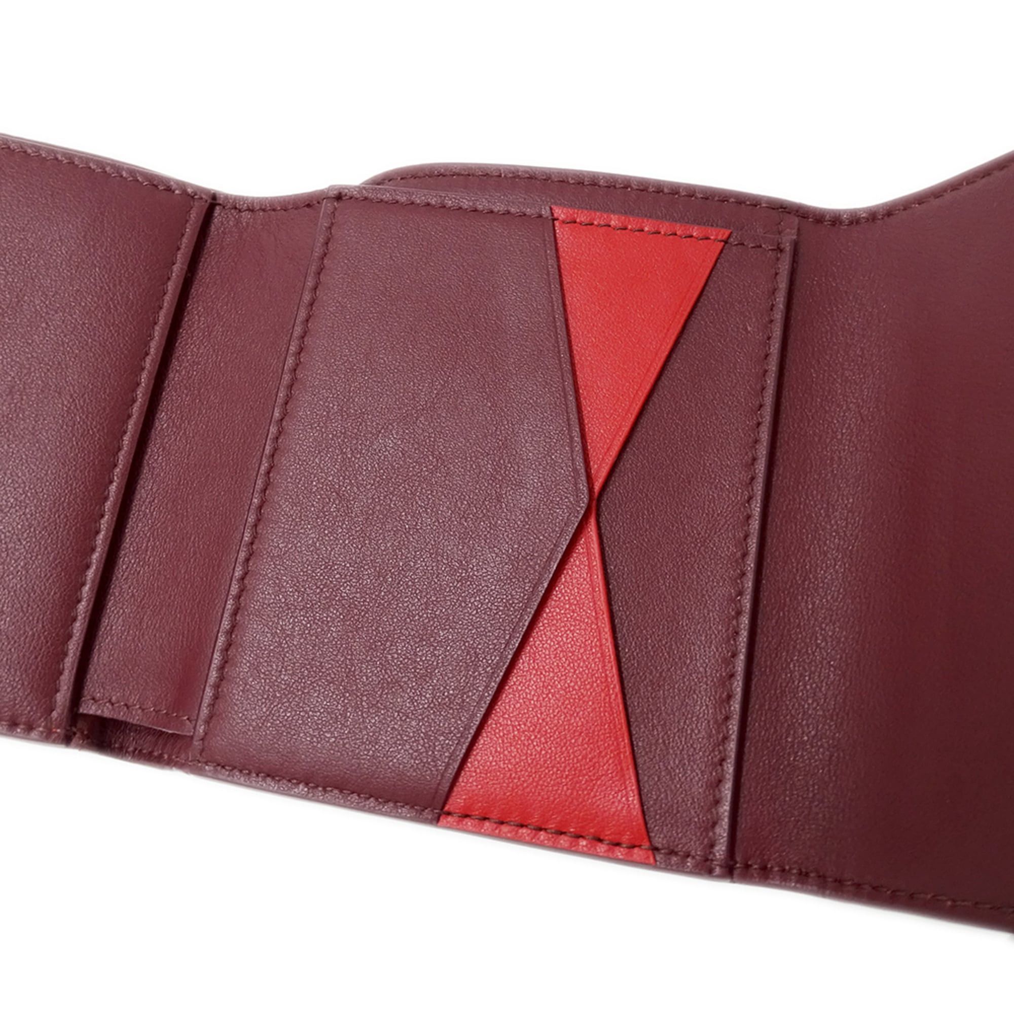 Bottega Veneta Bottega Veneta women's wallet, brand name, bi-fold leather, burgundy red, wine mini wallet. Size ONE SIZE - 7 Thumbnail