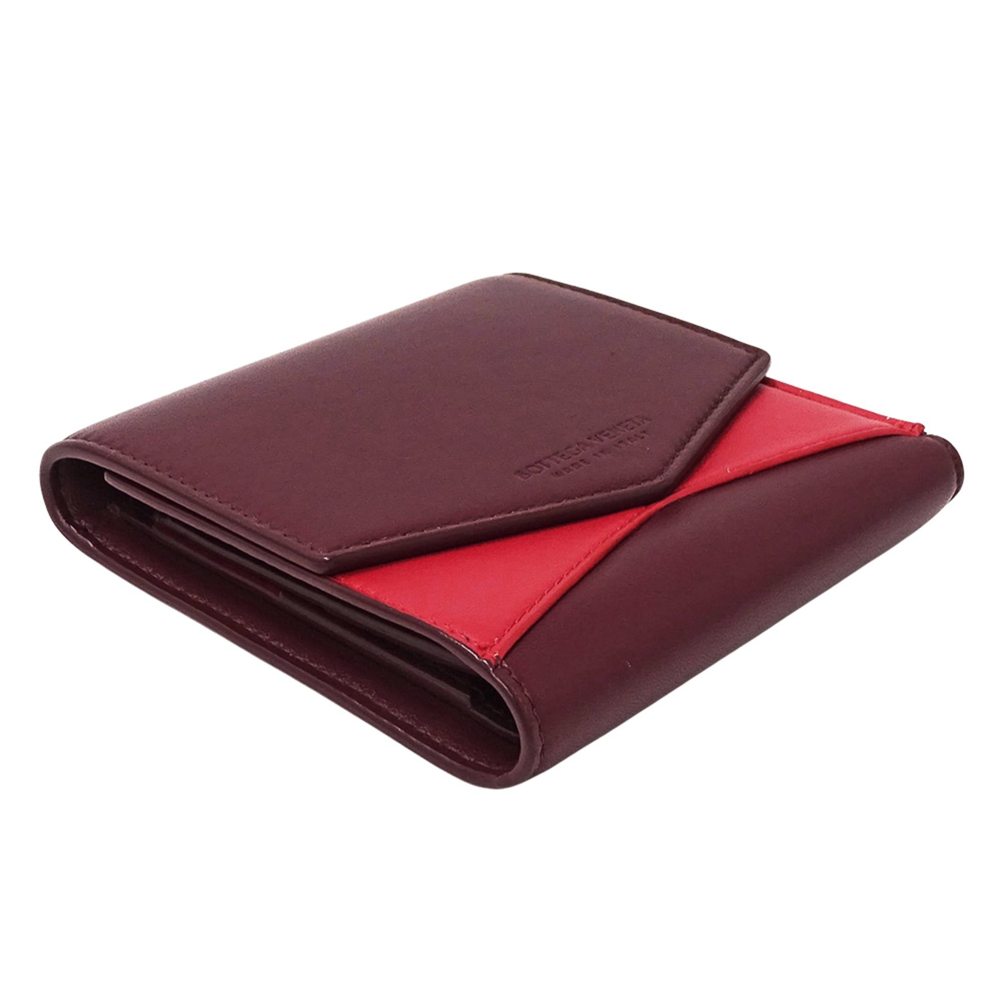Bottega Veneta Bottega Veneta women's wallet, brand name, bi-fold leather, burgundy red, wine mini wallet. Size ONE SIZE - 3 Thumbnail