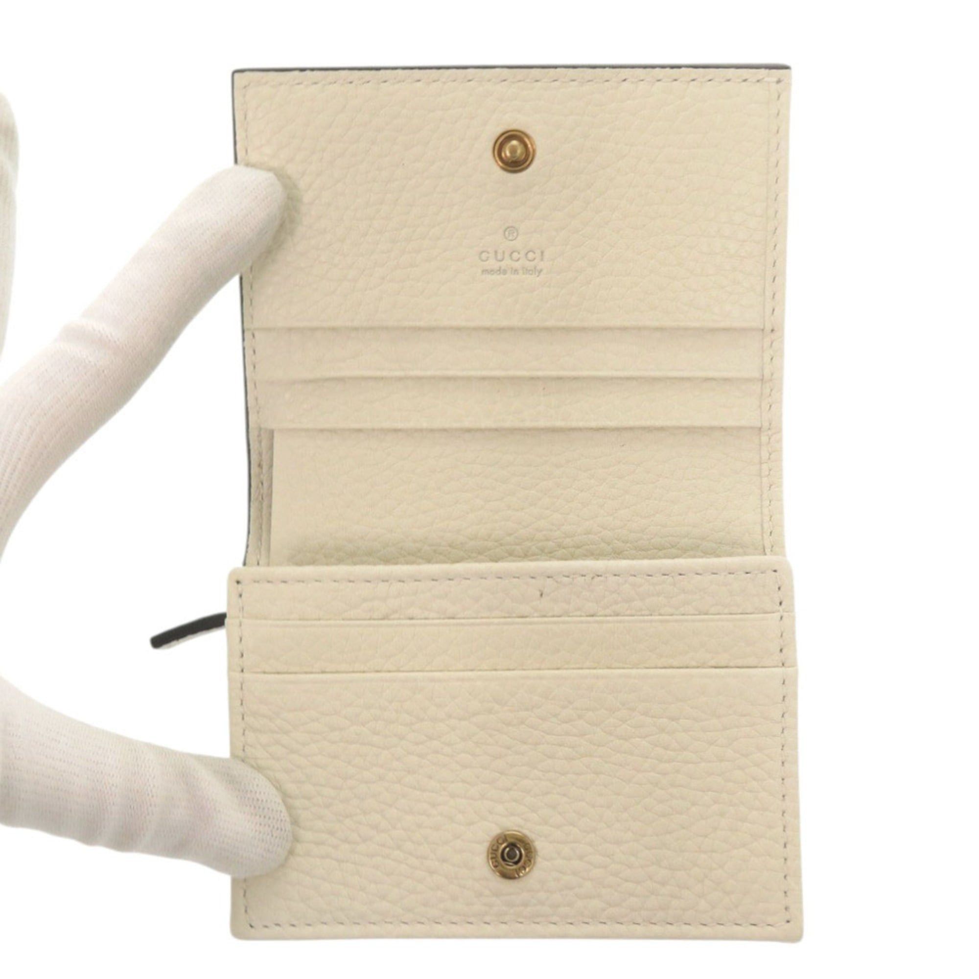 Gucci Gucci Animalier Bee 460185 Leather Ivory Bi-fold Wallet 1709GUCCI Size ONE SIZE - 4 Thumbnail