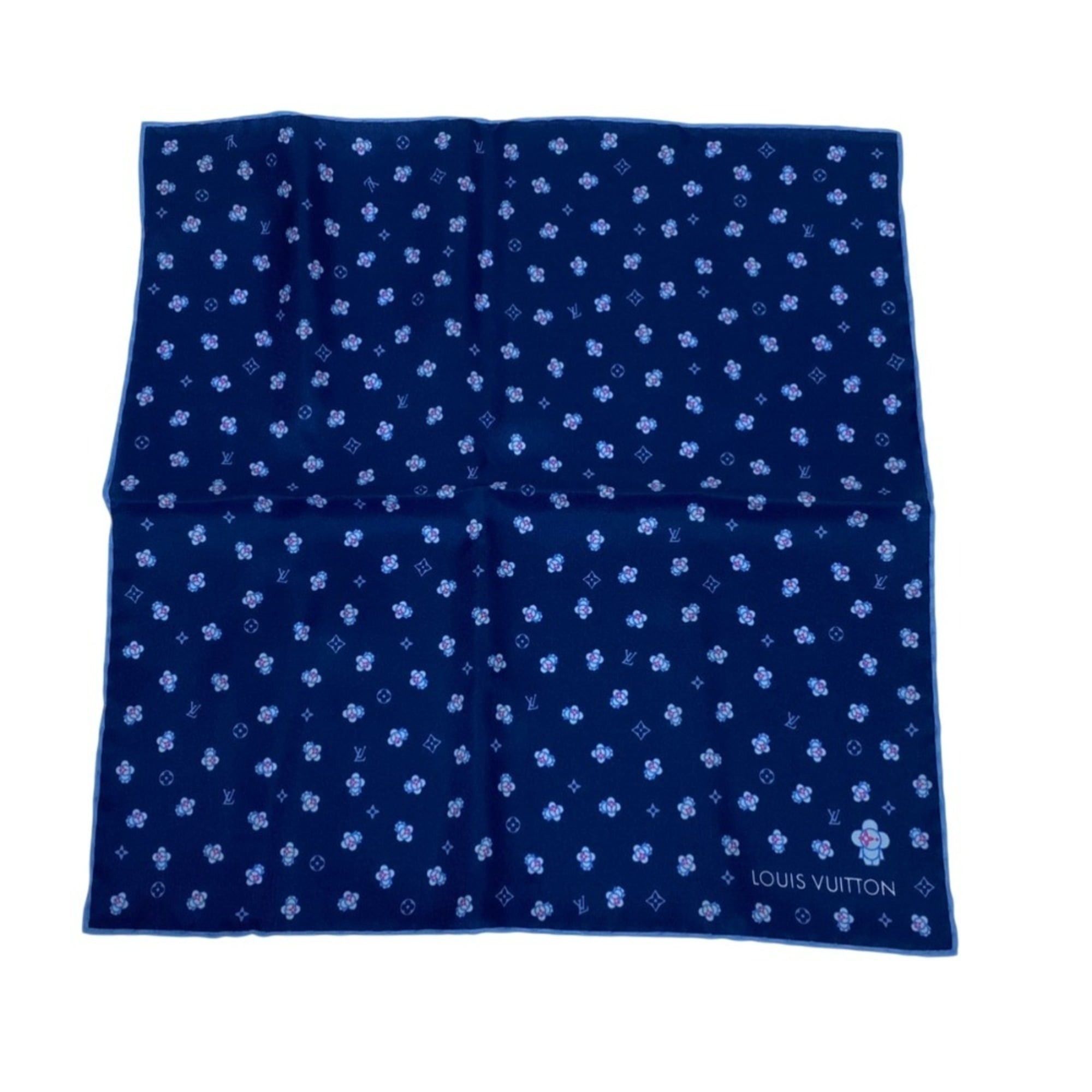 Louis Vuitton LOUIS VUITTON Vivienne Swing Handkerchief Scarf Muffler Pocket Square M78203 Navy Men's Women's Size ONE SIZE - 2 Thumbnail