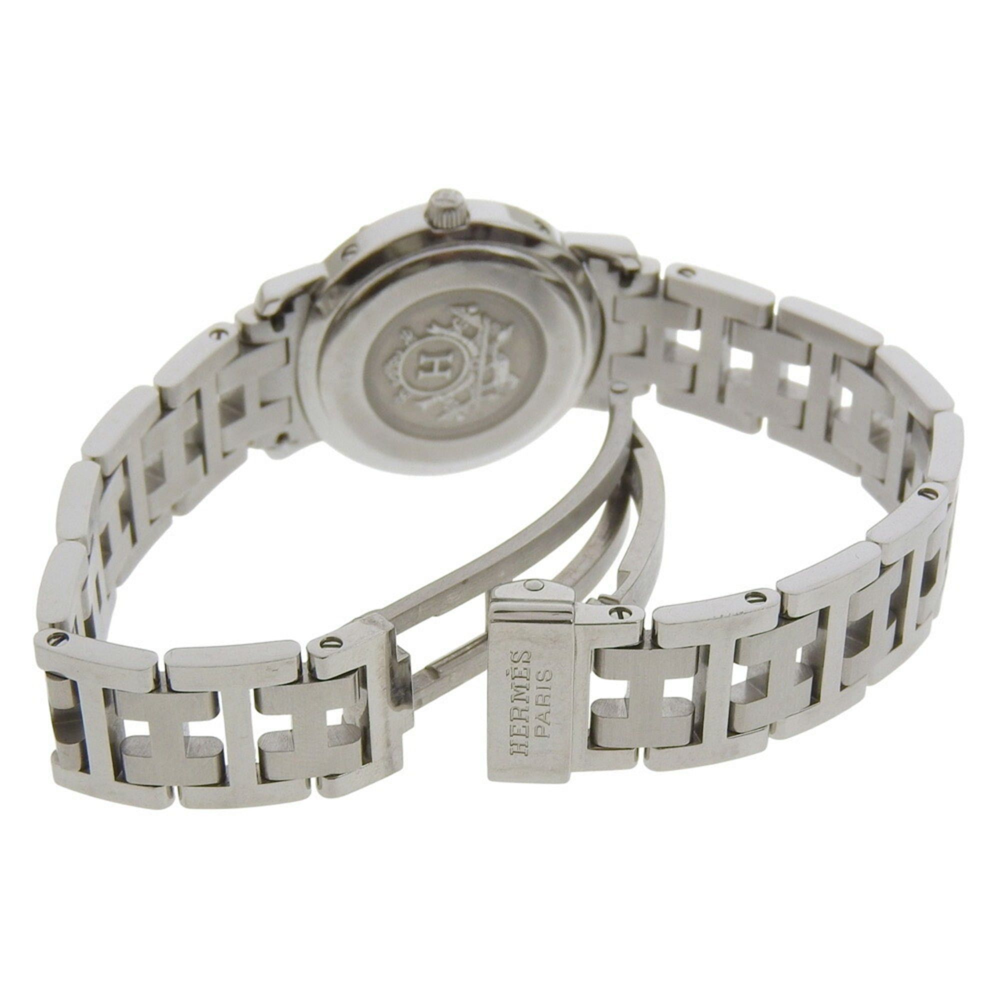 Hermes Hermes Clipper Date CL4 210, light blue dial, stainless steel, quartz movement, approximately 24mm, women's watch. Size ONE SIZE - 3 Thumbnail