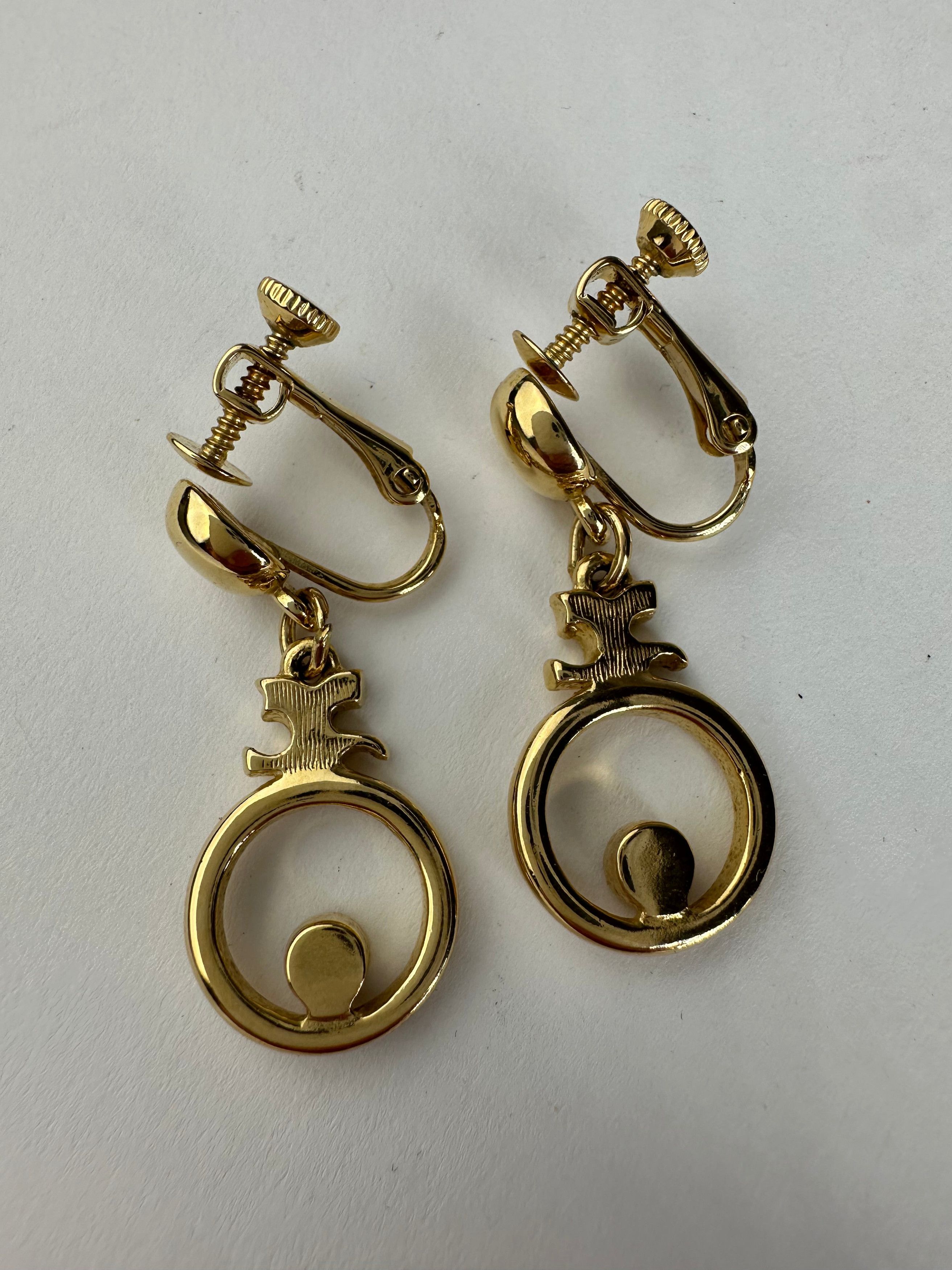 Courreges Vintage Gold Plated Ear Rings / Clipper Gold Size ONE SIZE - 7 Thumbnail
