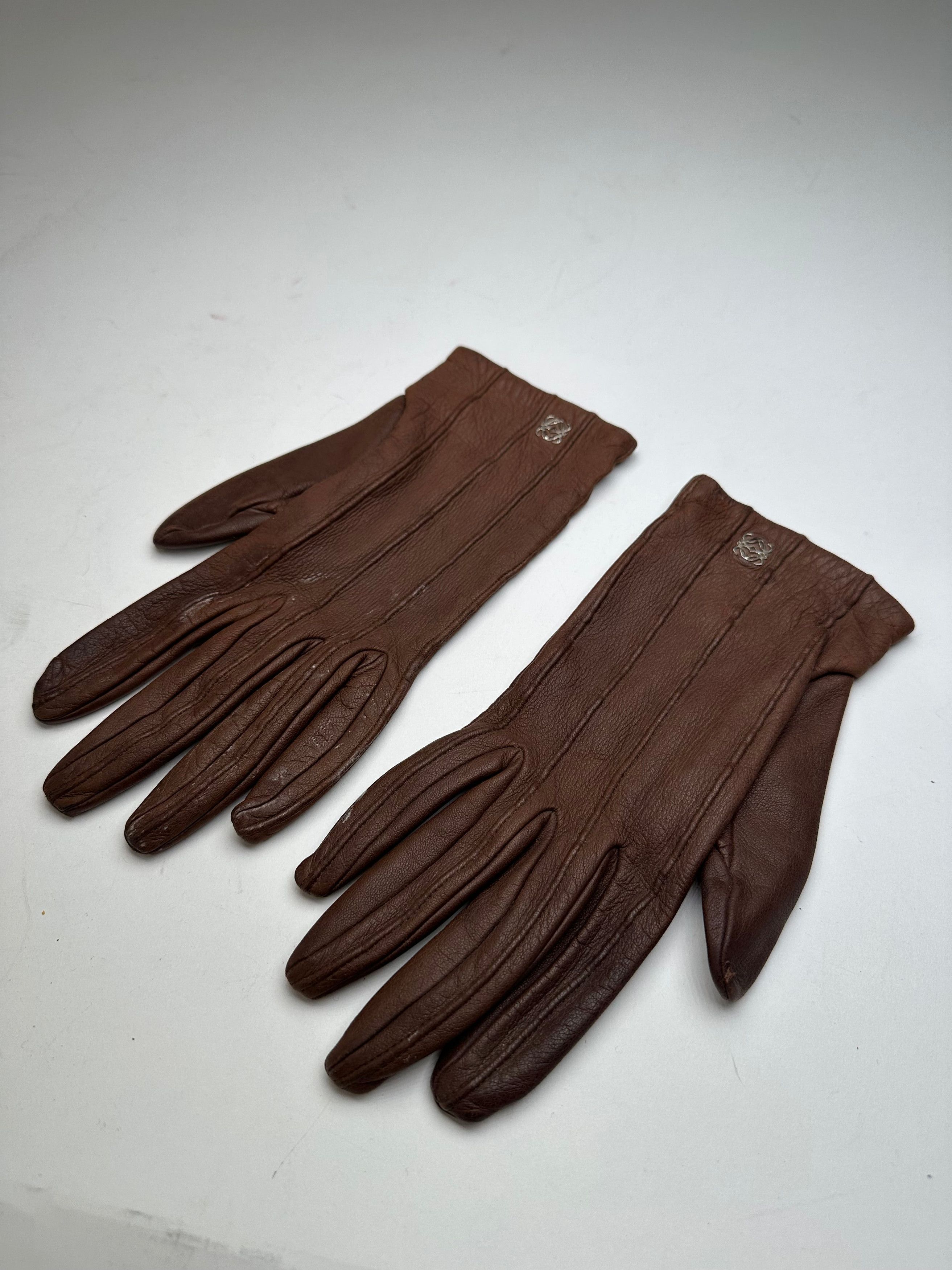 Loewe Vintage Madrid Leather Gloves Brown Size ONE SIZE - 11 Thumbnail