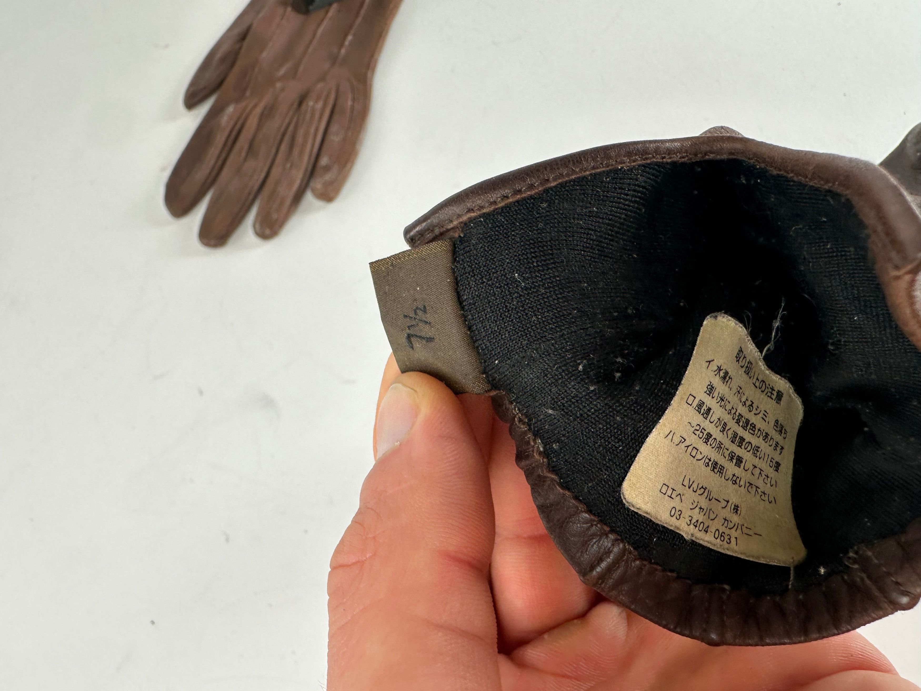 Loewe Vintage Madrid Leather Gloves Brown Size ONE SIZE - 10 Thumbnail