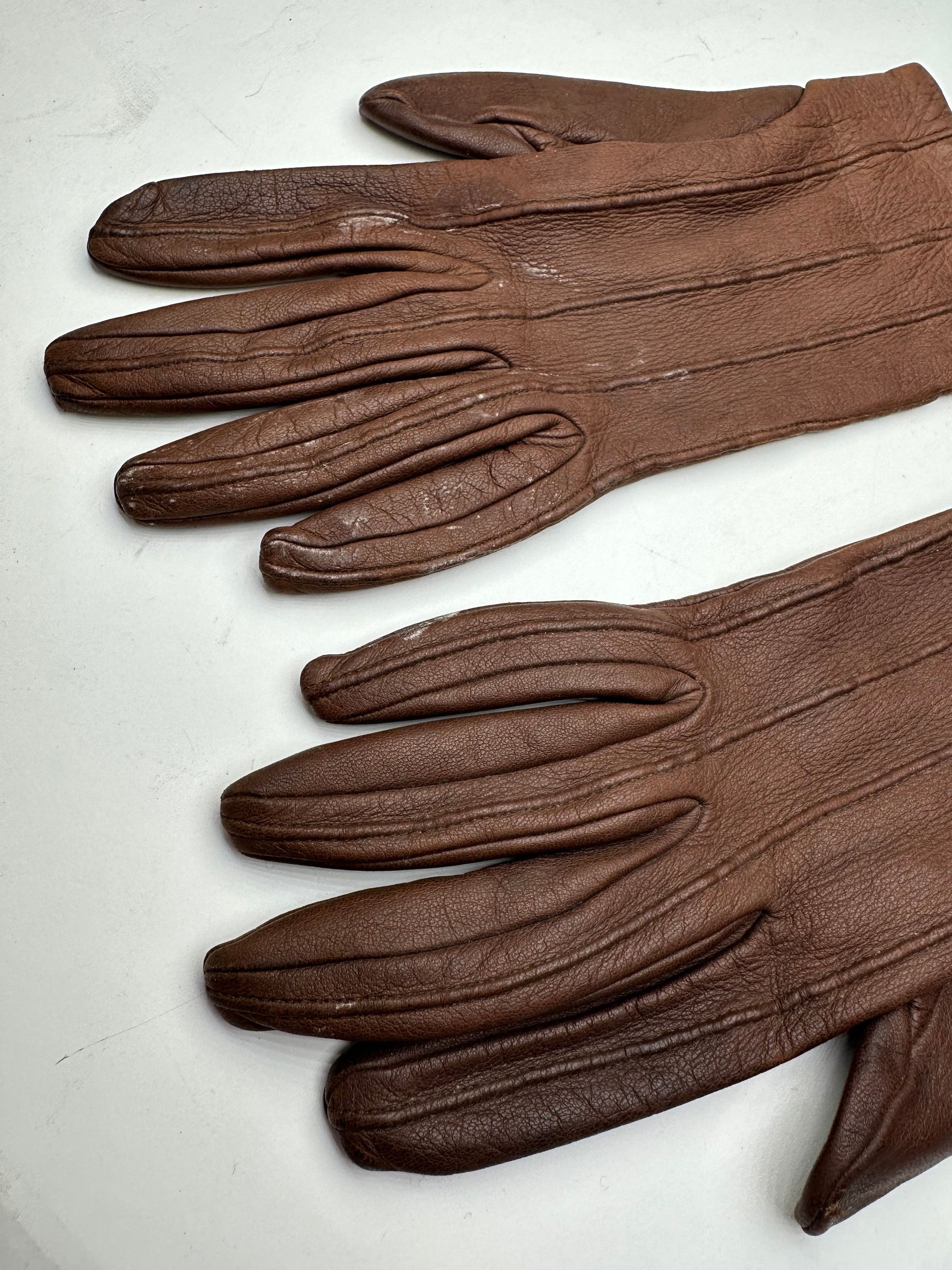 Loewe Vintage Madrid Leather Gloves Brown Size ONE SIZE - 4 Thumbnail