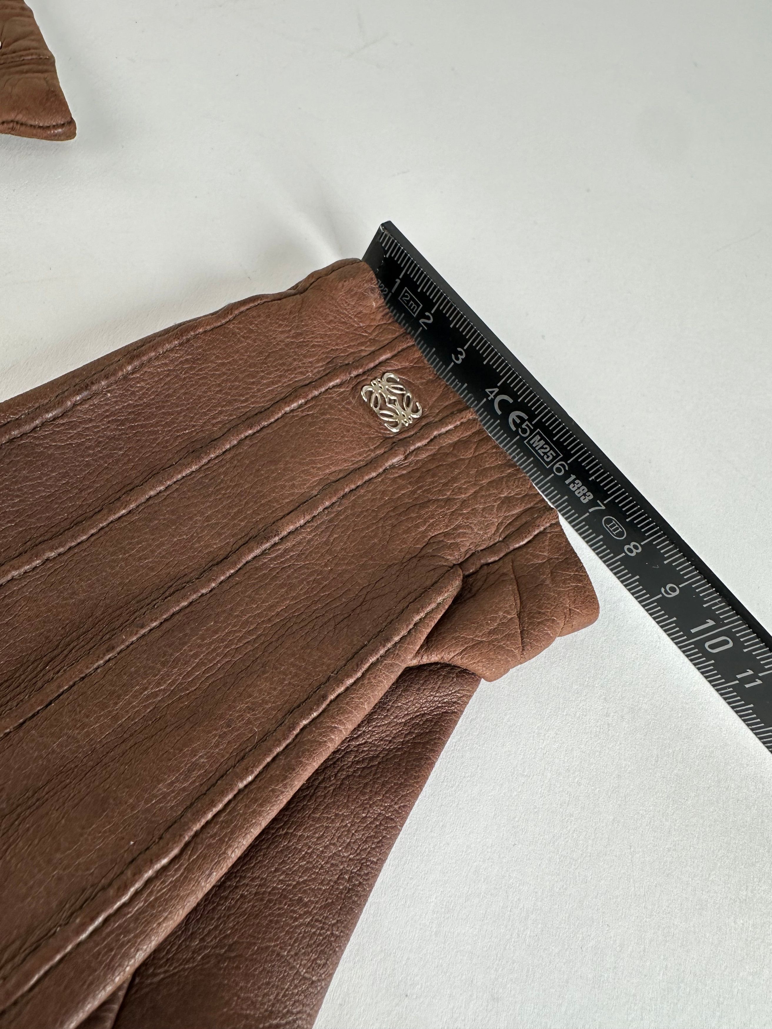 Loewe Vintage Madrid Leather Gloves Brown Size ONE SIZE - 7 Thumbnail