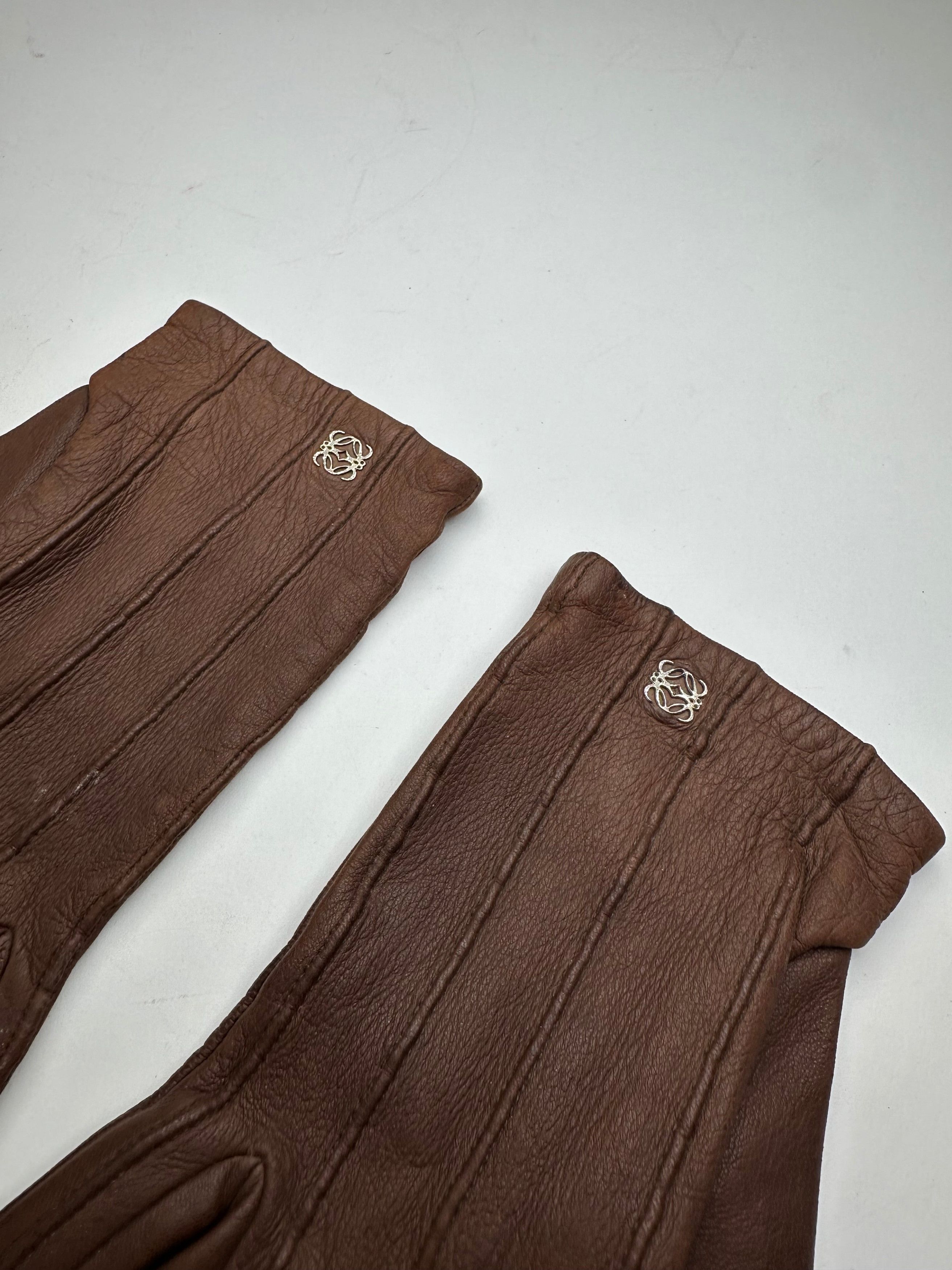 Loewe Vintage Madrid Leather Gloves Brown Size ONE SIZE - 2 Thumbnail