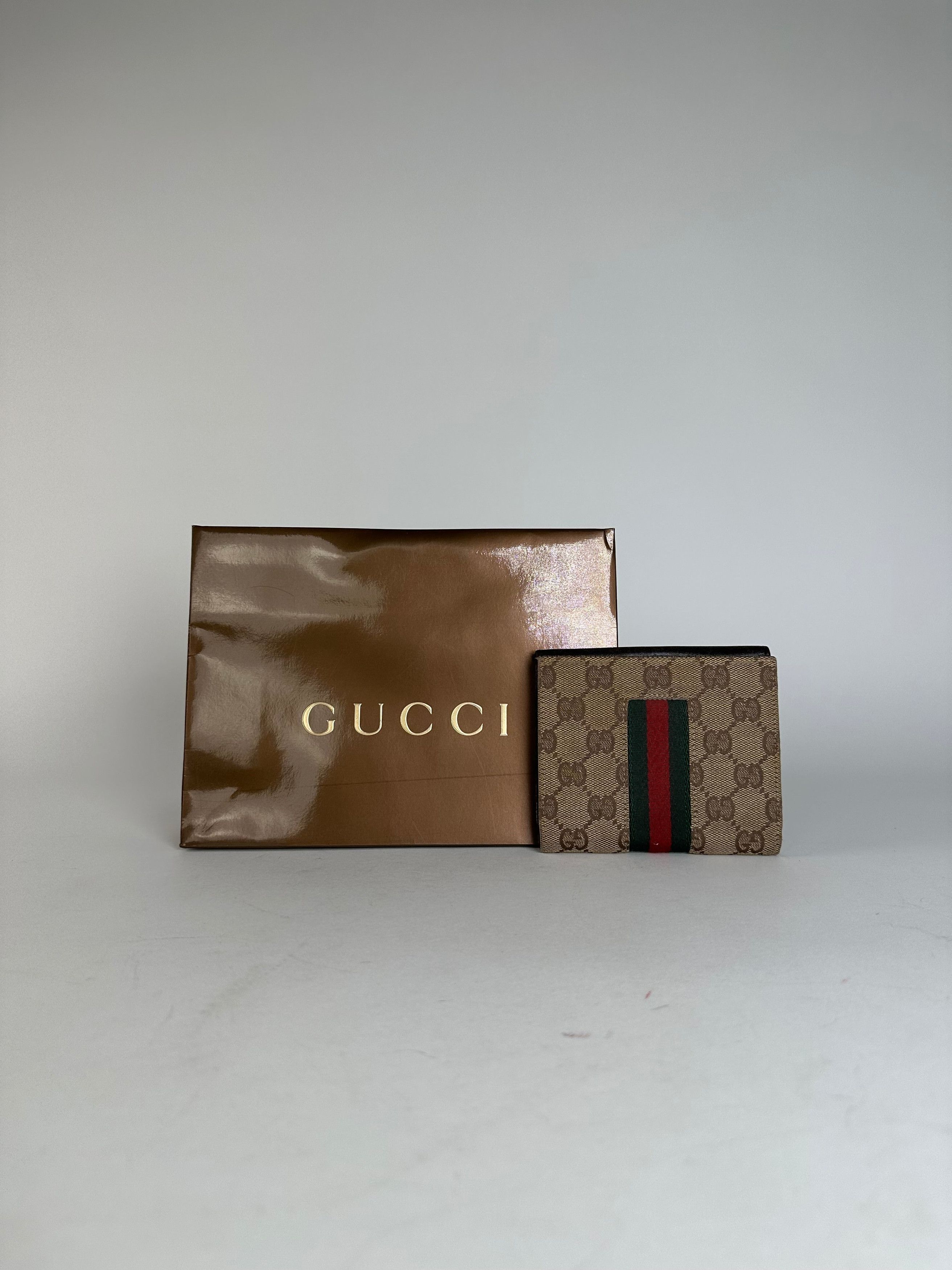 Gucci Vintage Monogram Leather Canvas Wallet Beige Brown Size ONE SIZE - 9 Thumbnail