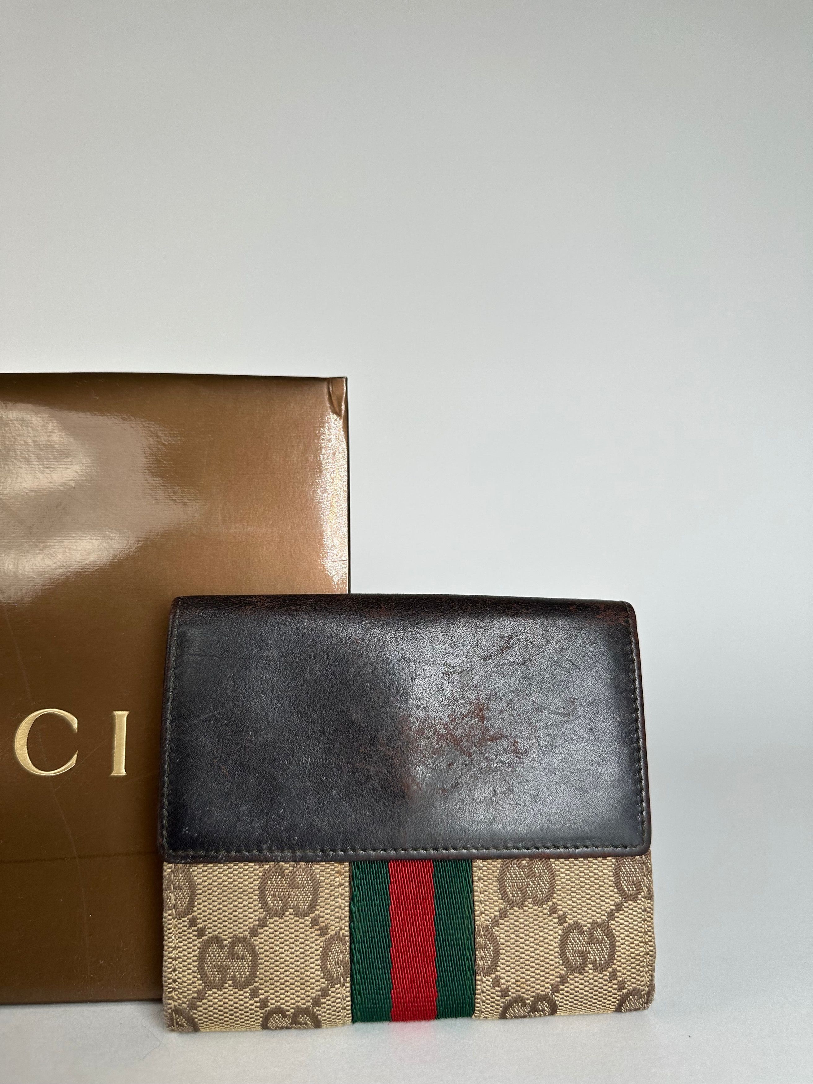 Gucci Vintage Monogram Leather Canvas Wallet Beige Brown Size ONE SIZE - 8 Thumbnail