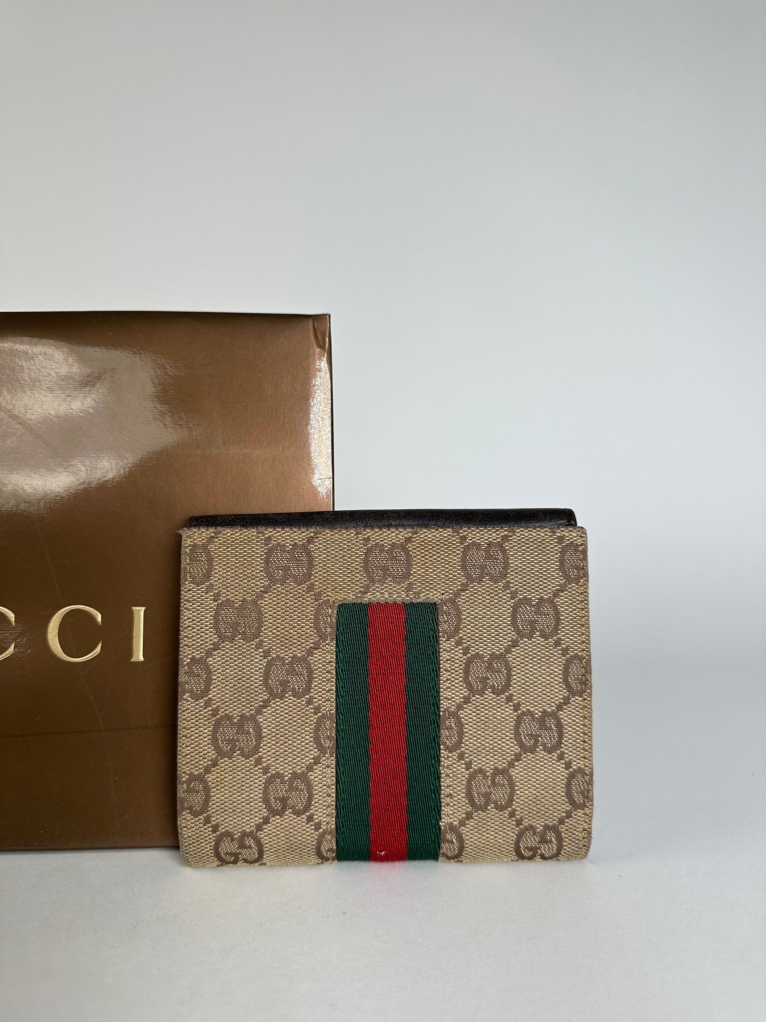 Gucci Vintage Monogram Leather Canvas Wallet Beige Brown Size ONE SIZE - 2 Thumbnail