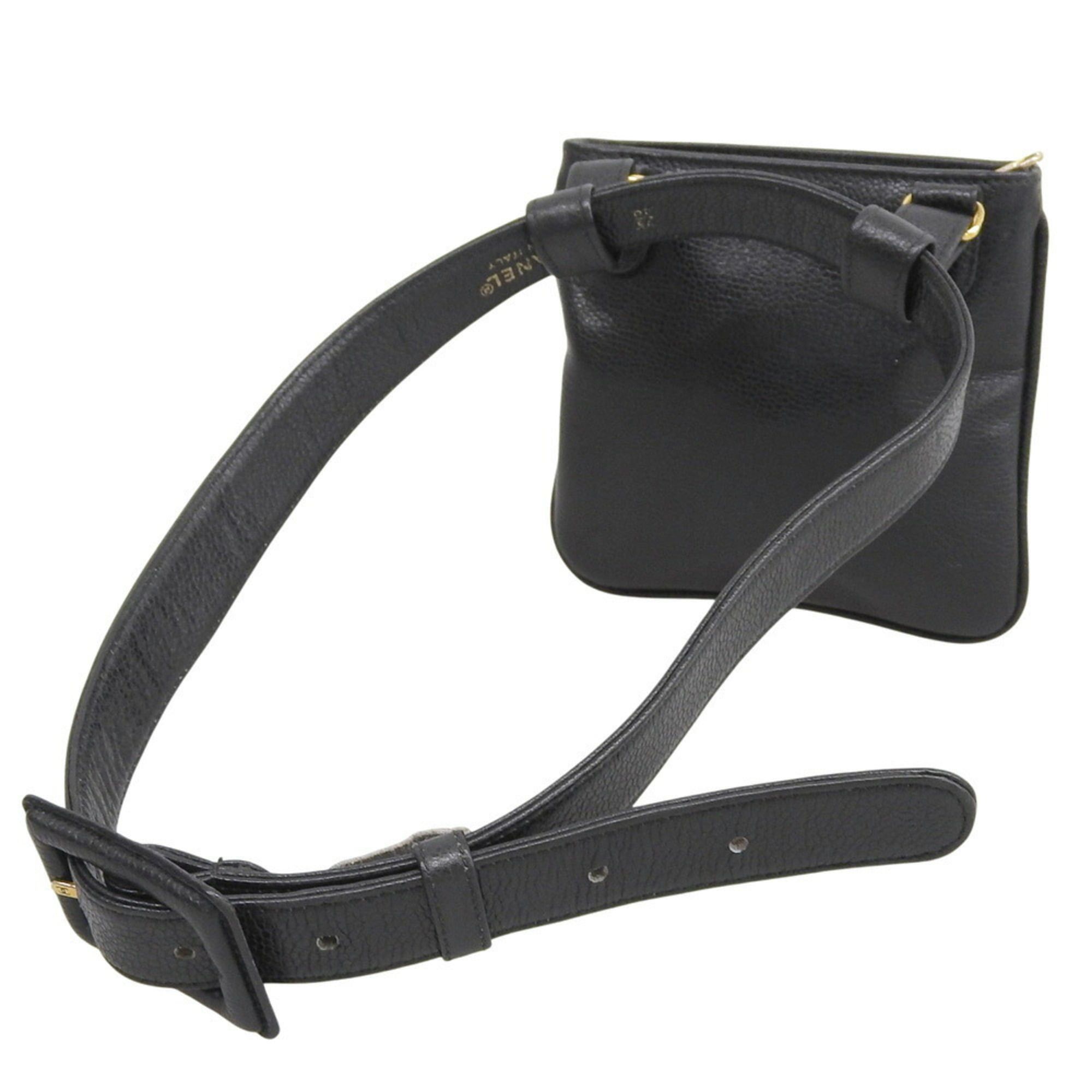 Chanel Chanel Coco Mark Waist Bag/Waist Pouch, Caviar Leather, Black Size ONE SIZE - 5 Thumbnail