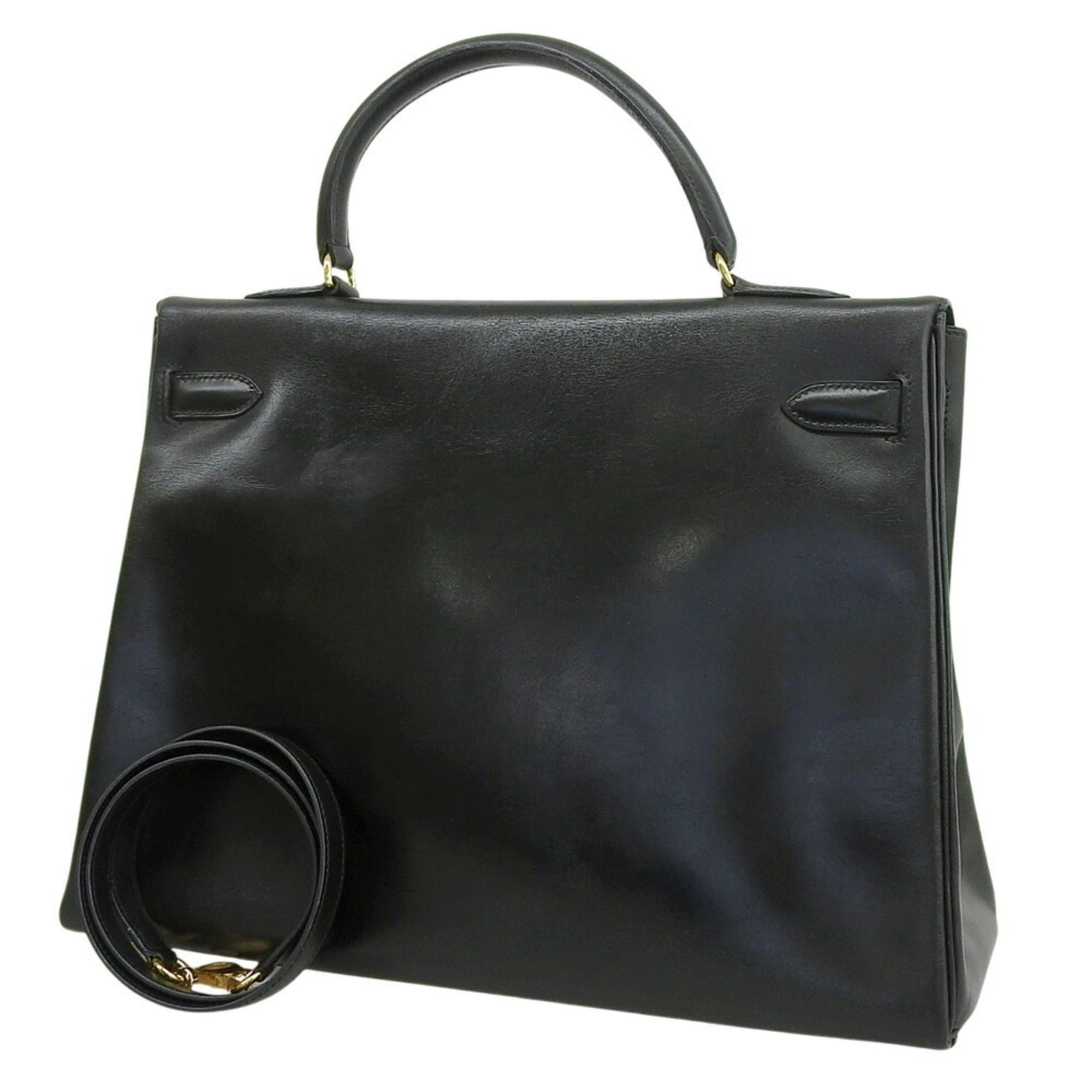 Hermes Hermes Kelly 35 bag, box calf leather, black, gold-plated hardware, inside stitching, with X stamp. Size ONE SIZE - 2 Thumbnail