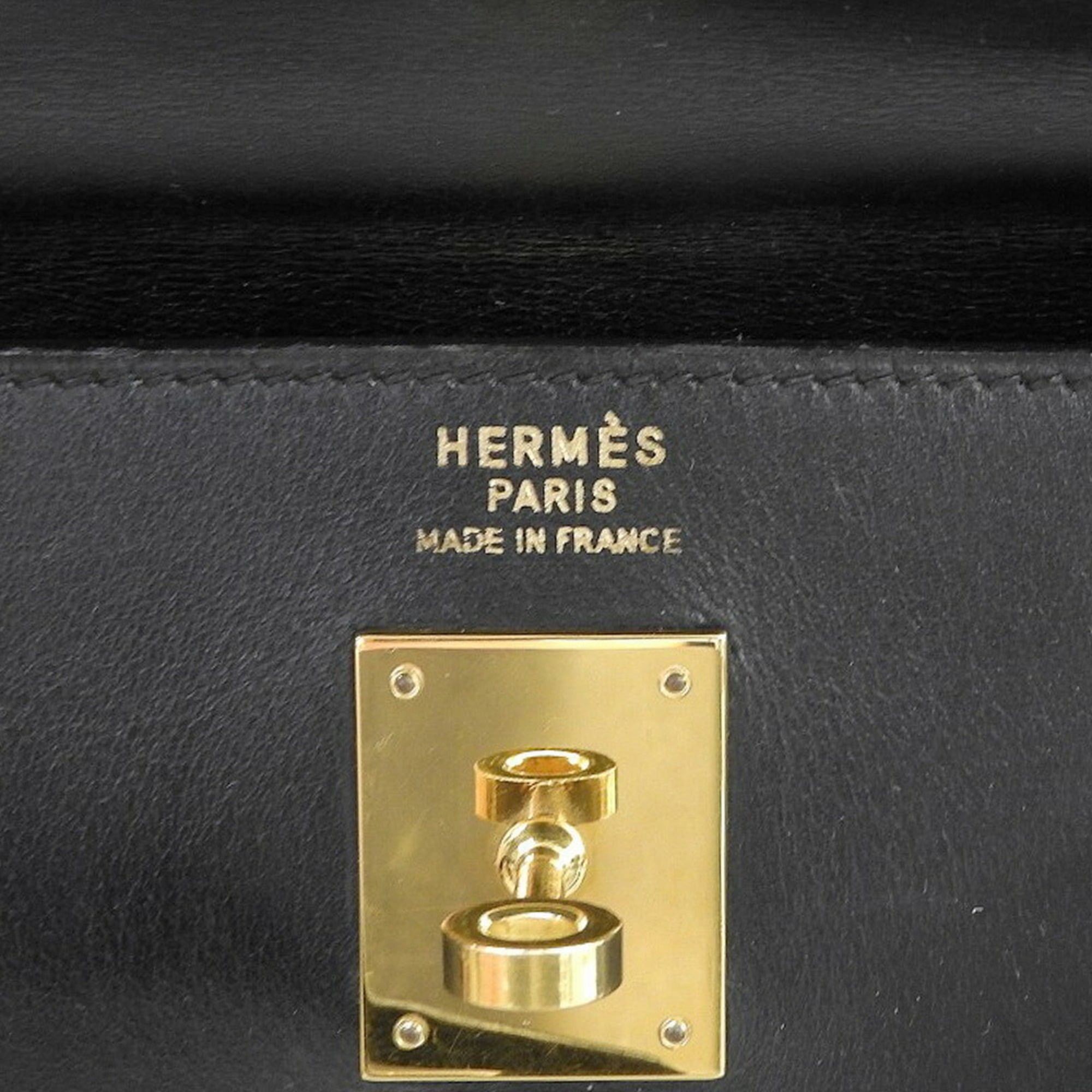 Hermes Hermes Kelly 35 bag, box calf leather, black, gold-plated hardware, inside stitching, with X stamp. Size ONE SIZE - 10 Thumbnail