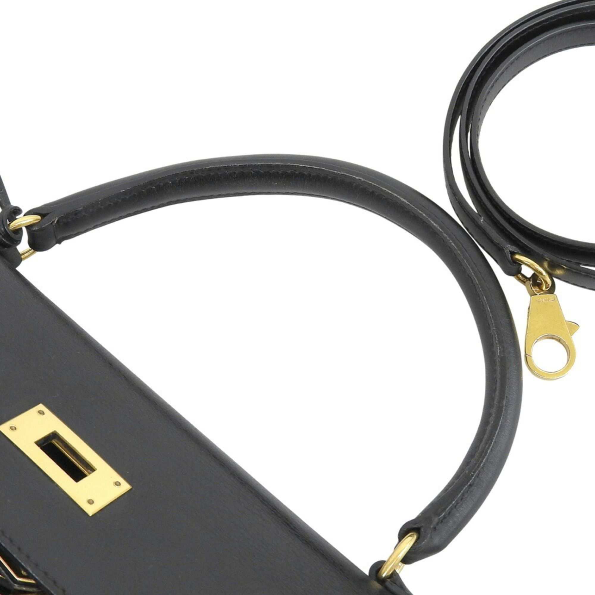 Hermes Hermes Kelly 35 bag, box calf leather, black, gold-plated hardware, inside stitching, with X stamp. Size ONE SIZE - 8 Thumbnail