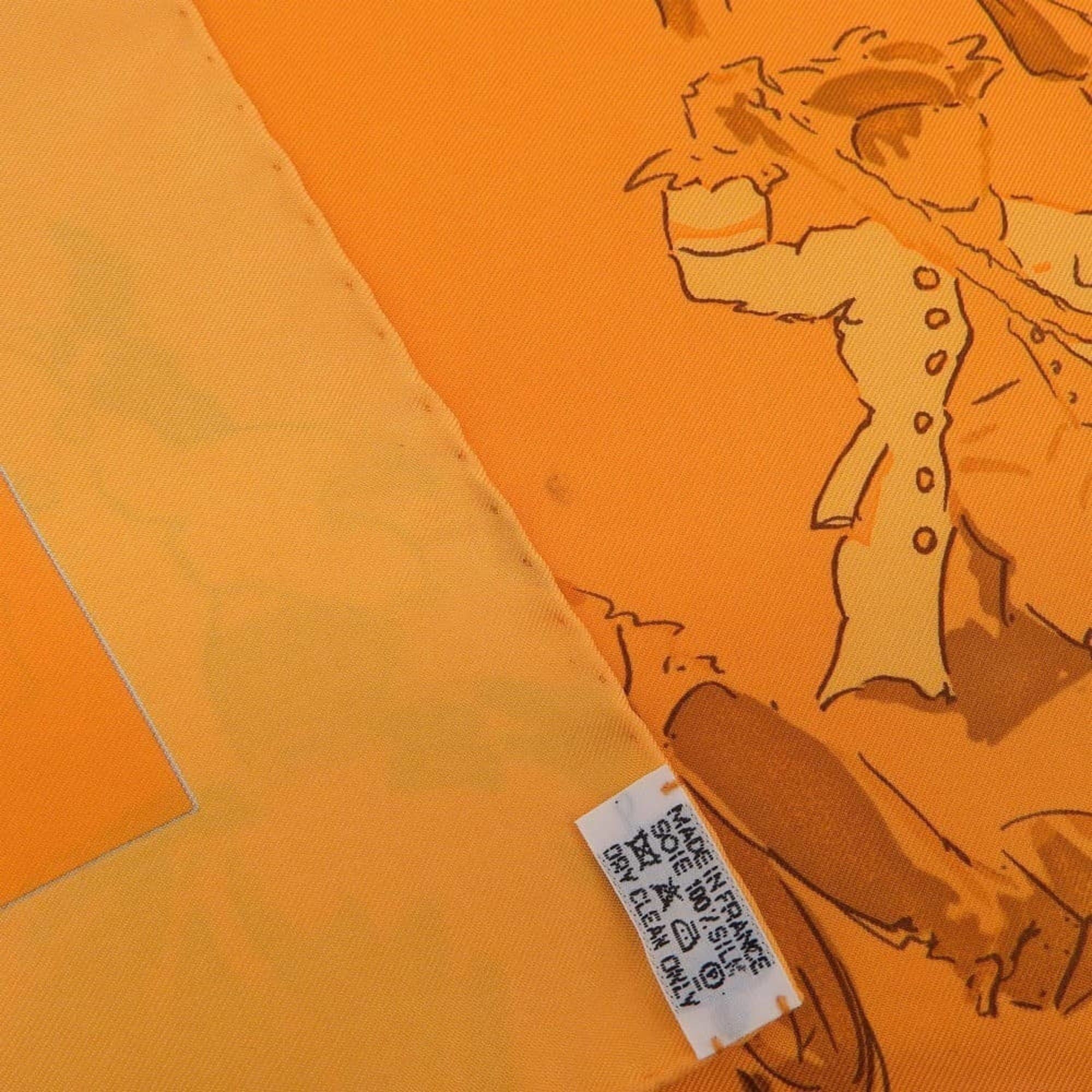 Hermes Hermes Carre 90 Ballet equestre Horse Scarf Muffler Silk Orange Size ONE SIZE - 5 Thumbnail
