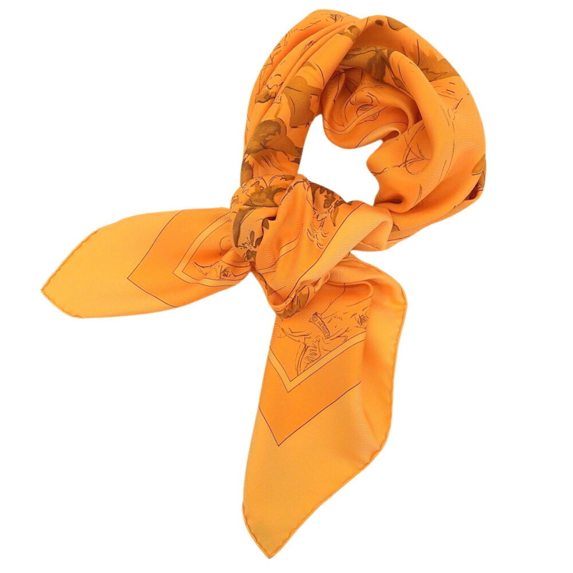 Hermes Hermes Carre 90 Ballet equestre Horse Scarf Muffler Silk Orange Size ONE SIZE - 3 Thumbnail