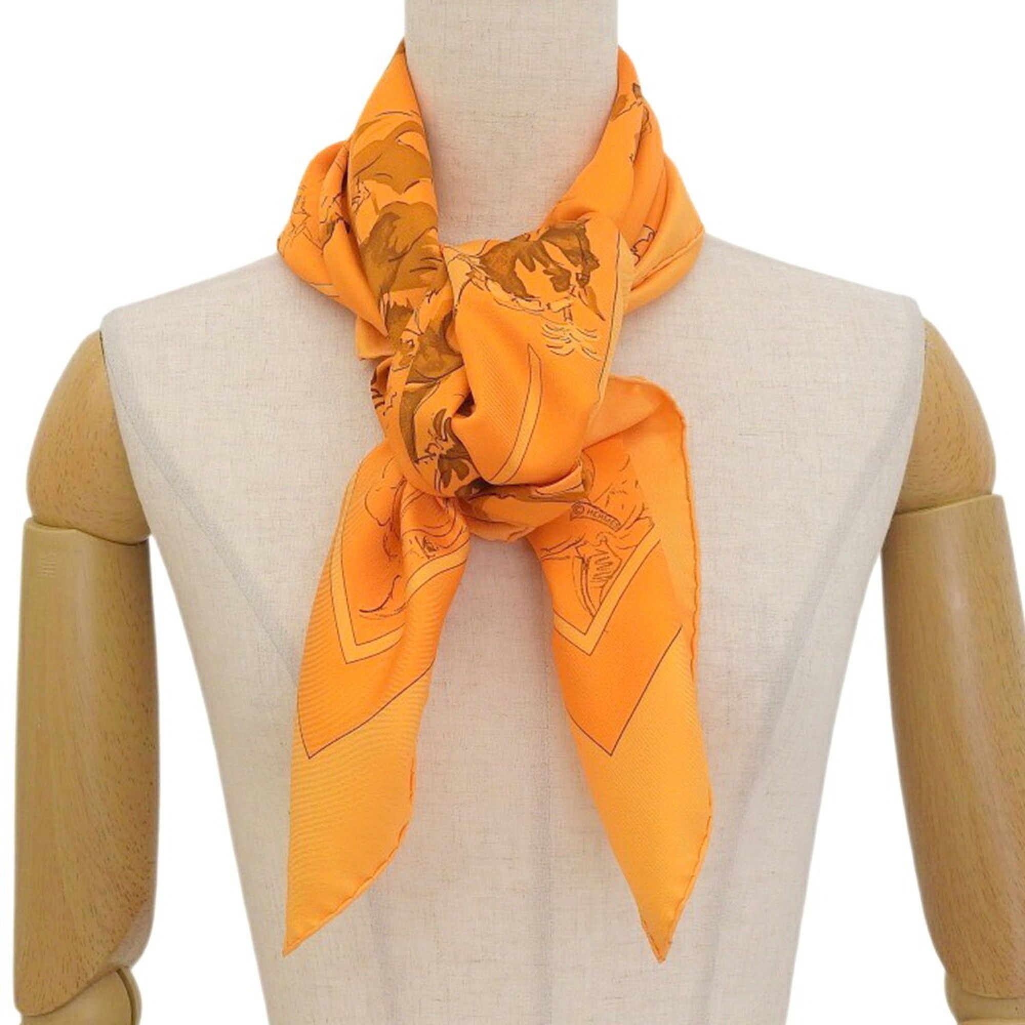 Hermes Hermes Carre 90 Ballet equestre Horse Scarf Muffler Silk Orange Size ONE SIZE - 2 Thumbnail