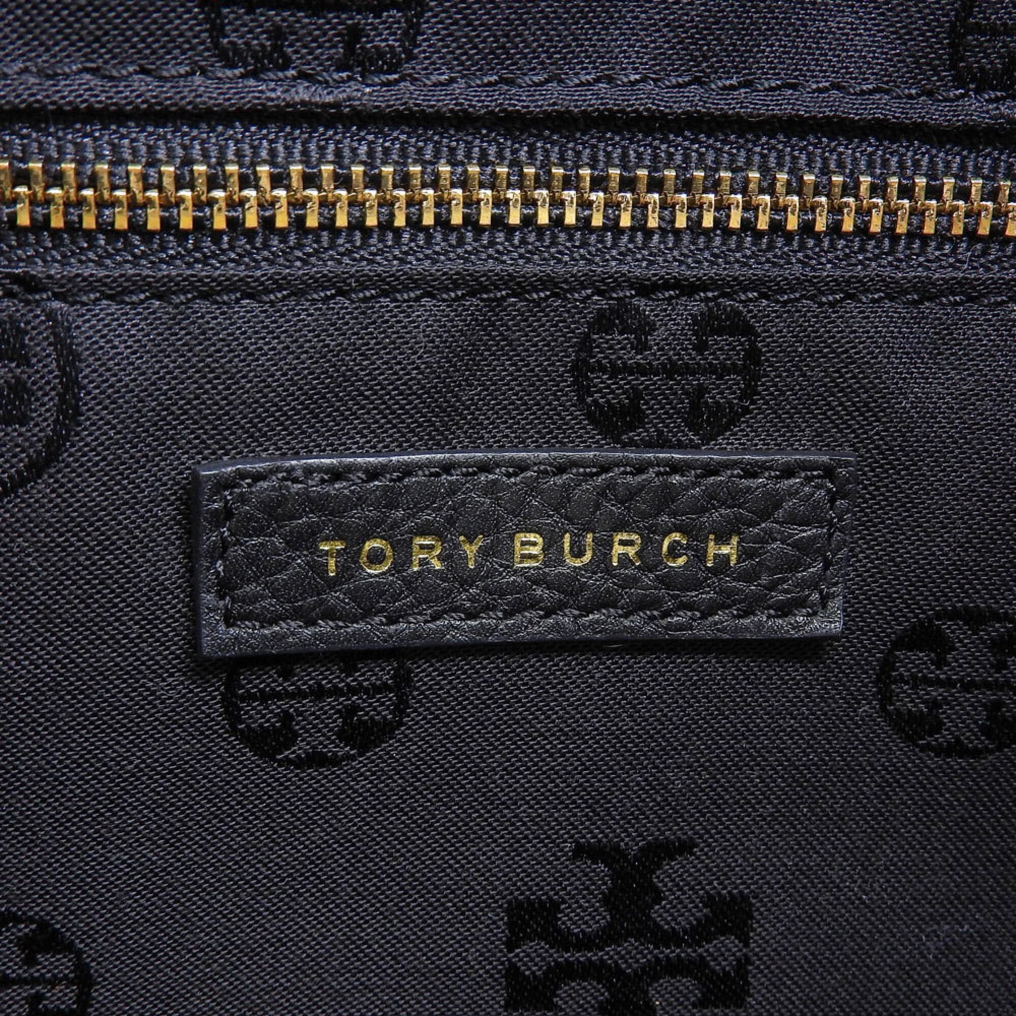 Tory Burch Tory Burch boat-shaped tote bag/shoulder bag, leather, black. Size ONE SIZE - 8 Thumbnail