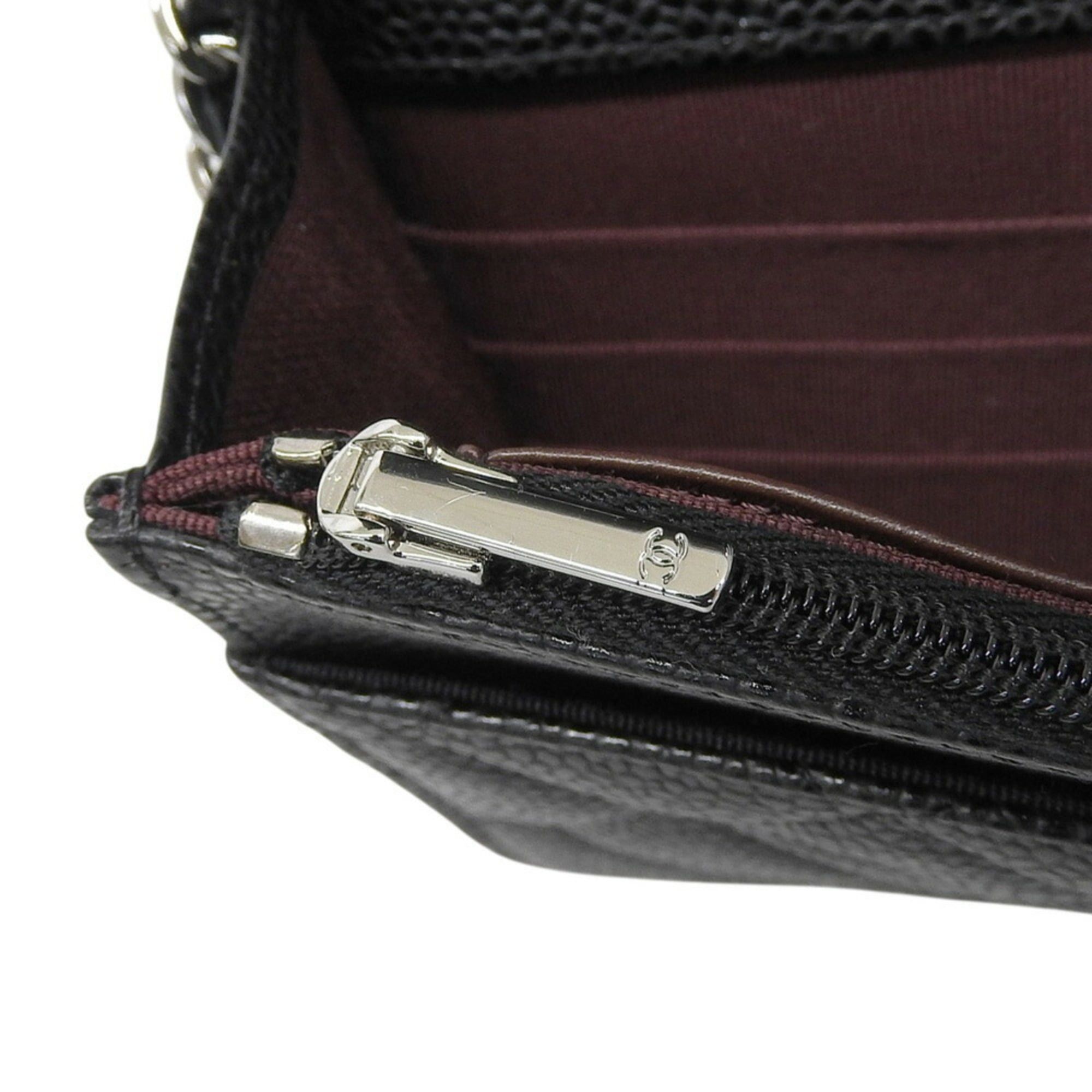 Chanel Like New Chanel Coco Mark Chain Wallet (Serial Number 28) AP0250 Caviar Leather Black Size ONE SIZE - 5 Thumbnail