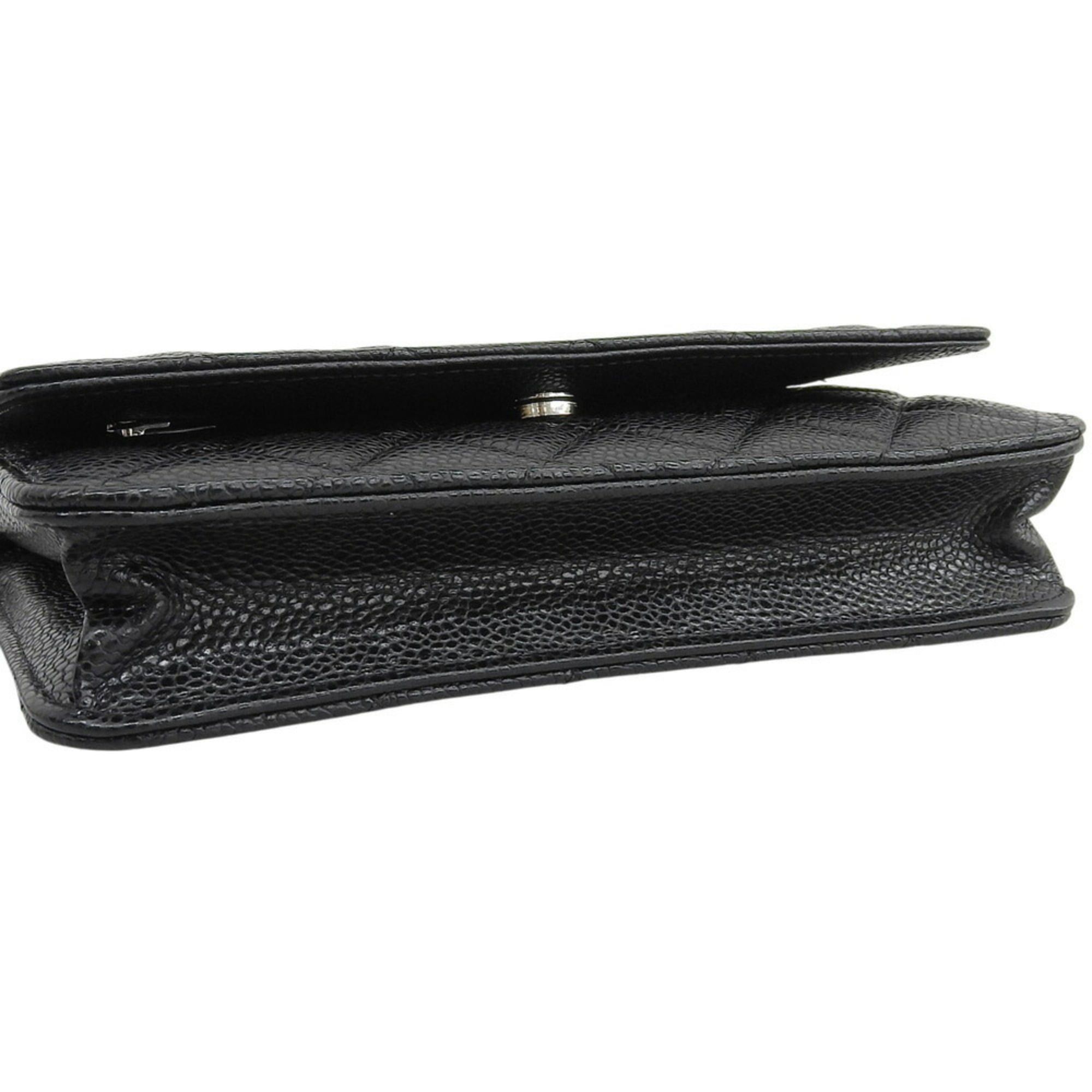 Chanel Like New Chanel Coco Mark Chain Wallet (Serial Number 28) AP0250 Caviar Leather Black Size ONE SIZE - 4 Thumbnail